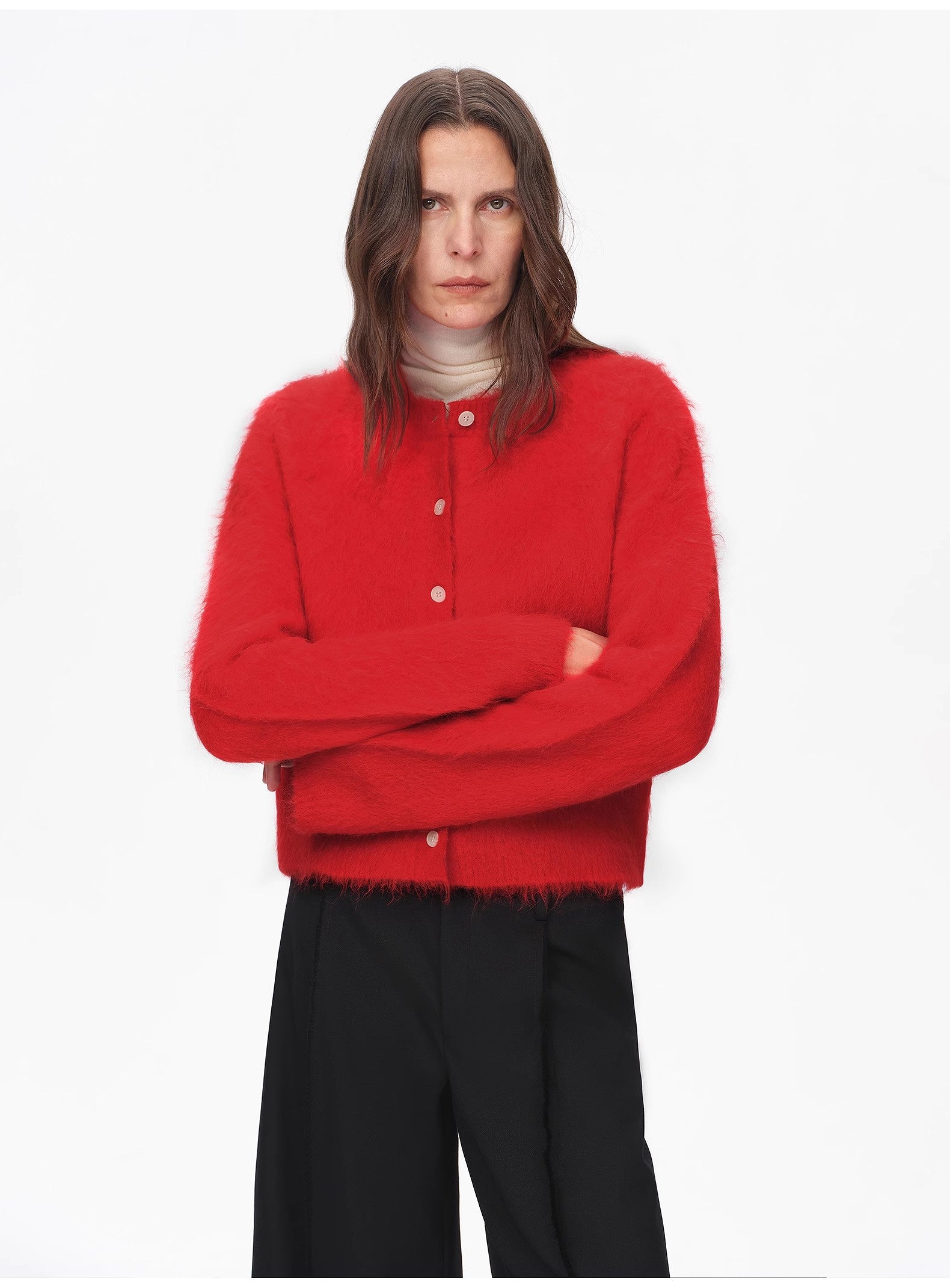 FIRELADY FUR | Women's Red Alpaca Wool Cardigan