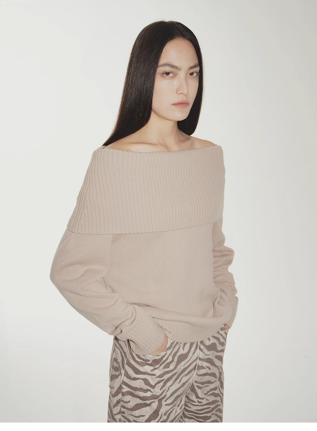 FIRELADY FUR | Women's Merino Wool Blend Off-The-Shoulder Sweater