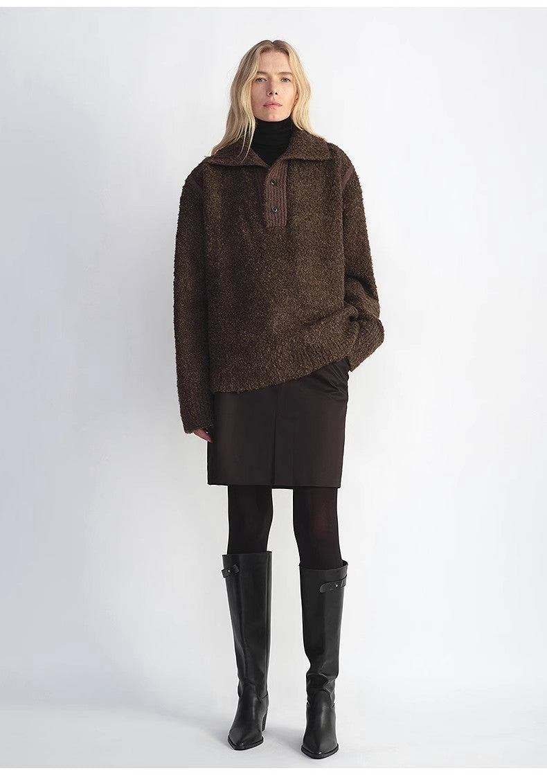 Women's Alpaca Wool Blend Sweater | Spliced Polo