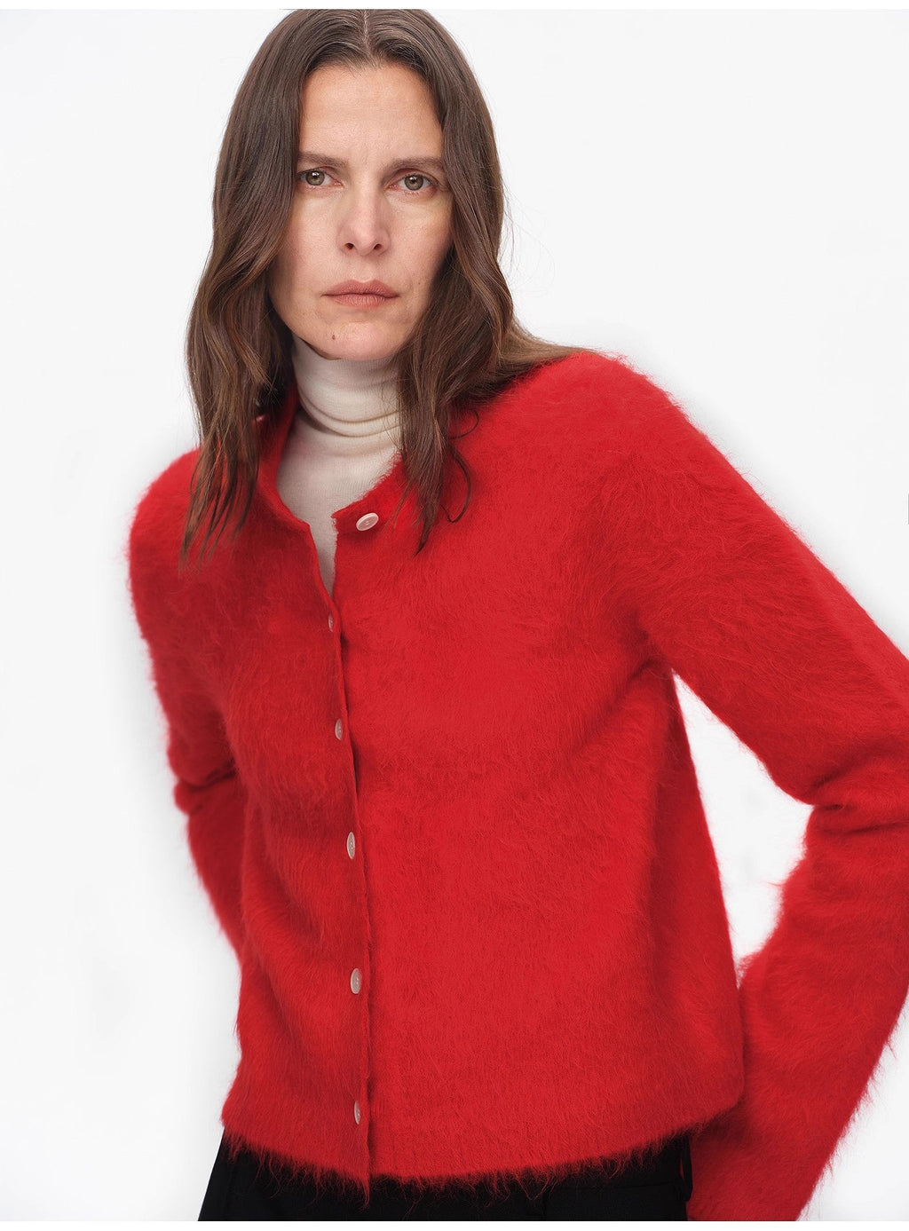 FIRELADY FUR | Women's Red Alpaca Wool Cardigan