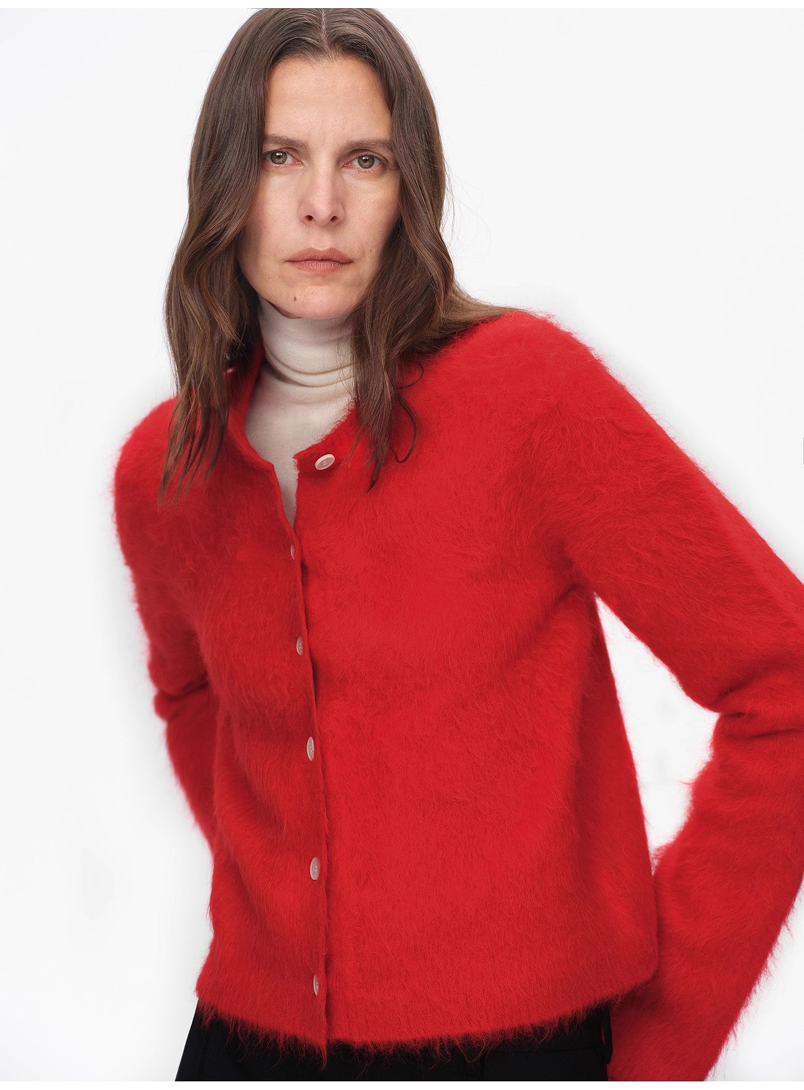 FIRELADY FUR | Women's Red Alpaca Wool Cardigan