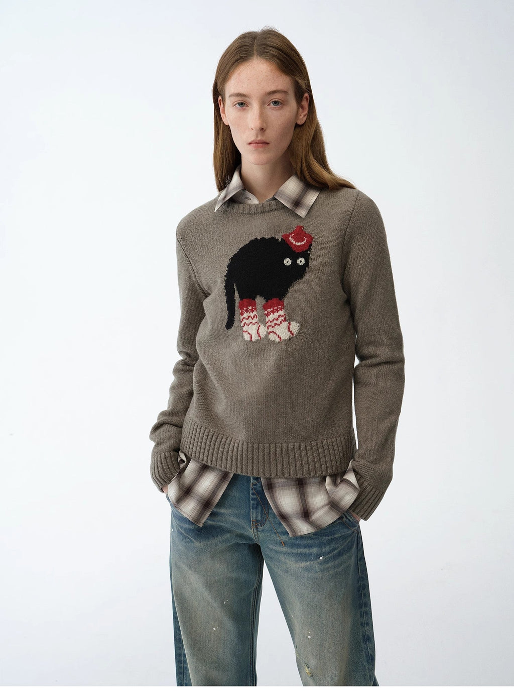 FIRELADY FUR | Women's Dog Motif Knit Wool Blend Sweater