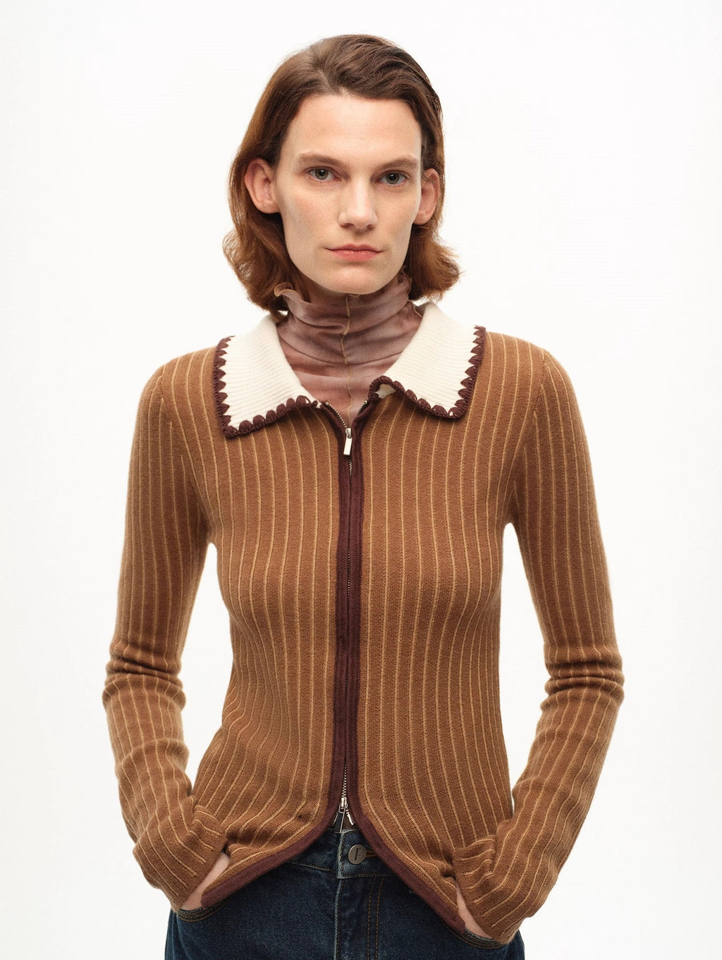 FIRELADY FUR x JACQUES WEI | Women's Crocheted Lapel Wool Knit Cardigan