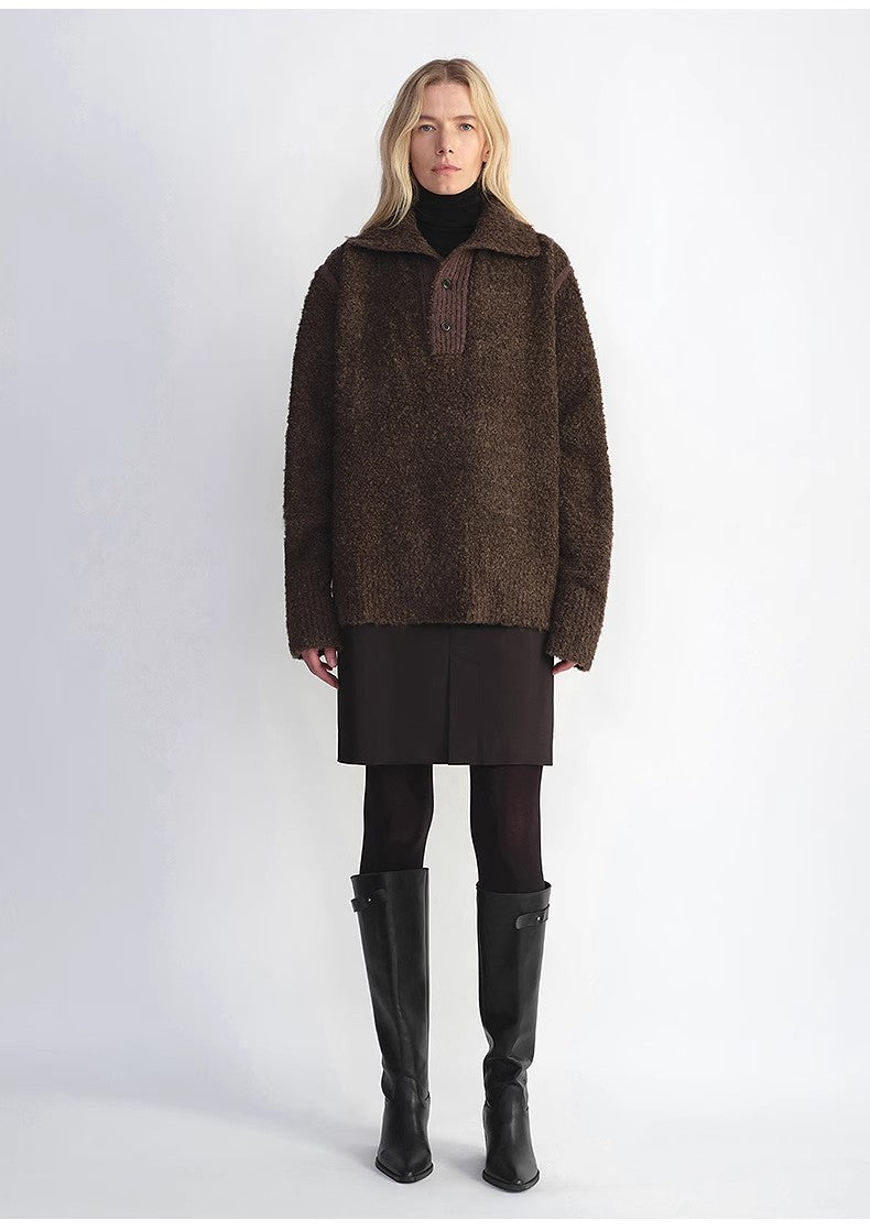 Women's Alpaca Wool Blend Sweater | Spliced Polo