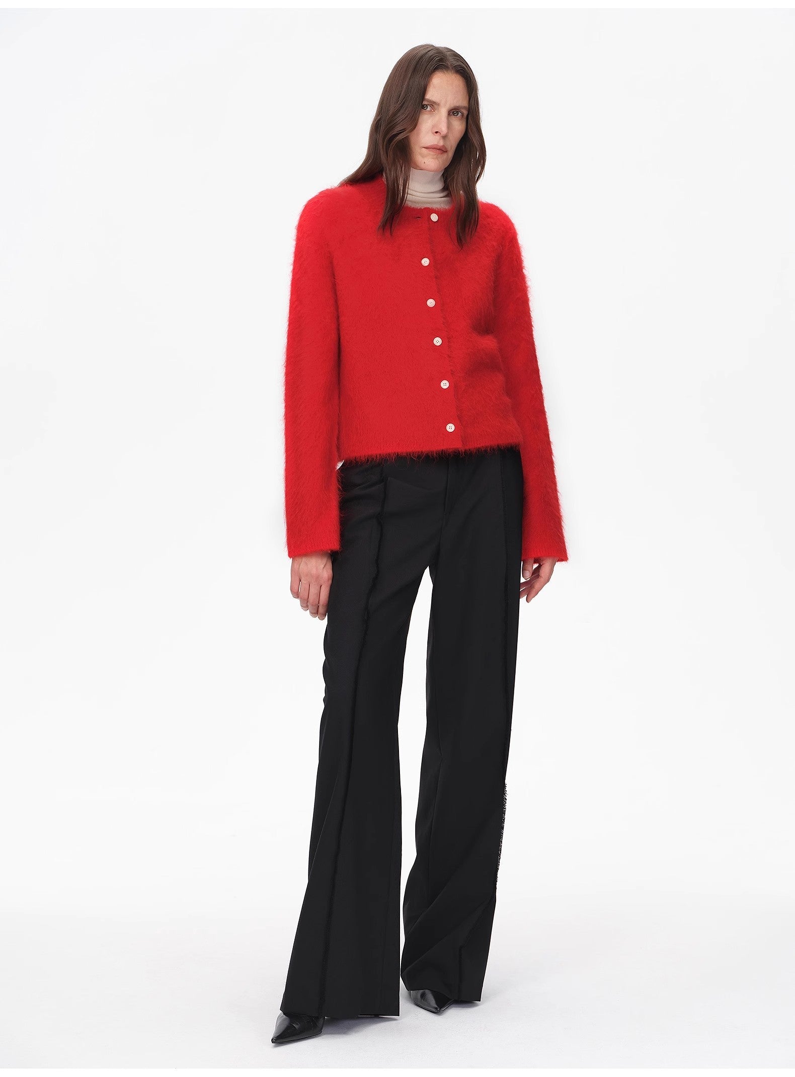 FIRELADY FUR | Women's Red Alpaca Wool Cardigan