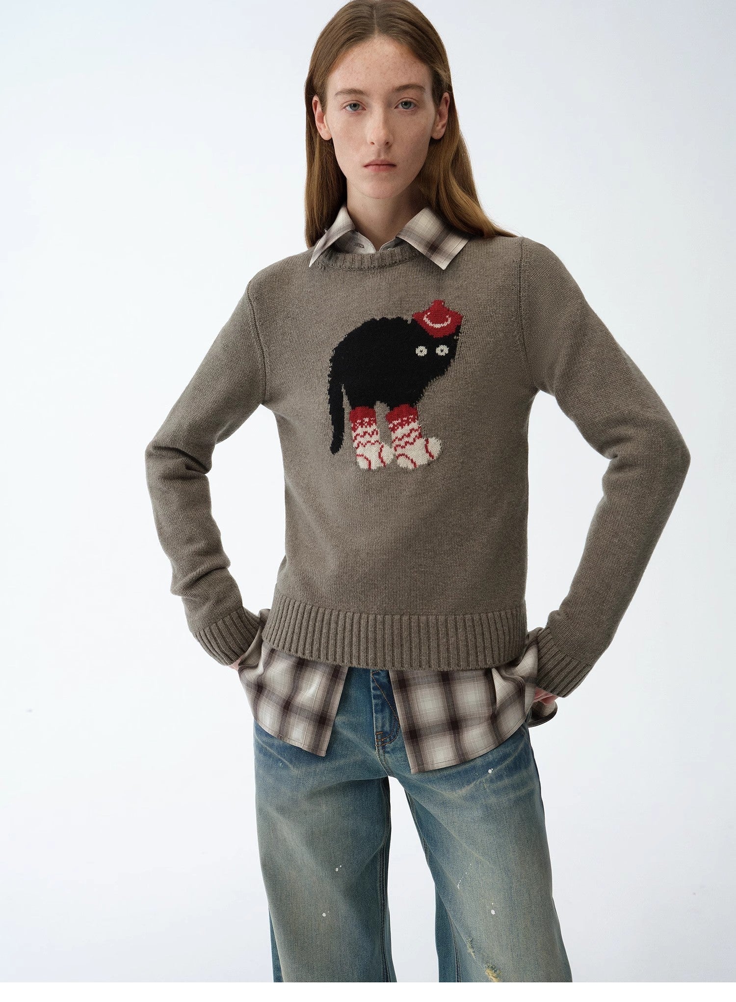 FIRELADY FUR | Women's Dog Motif Knit Wool Blend Sweater