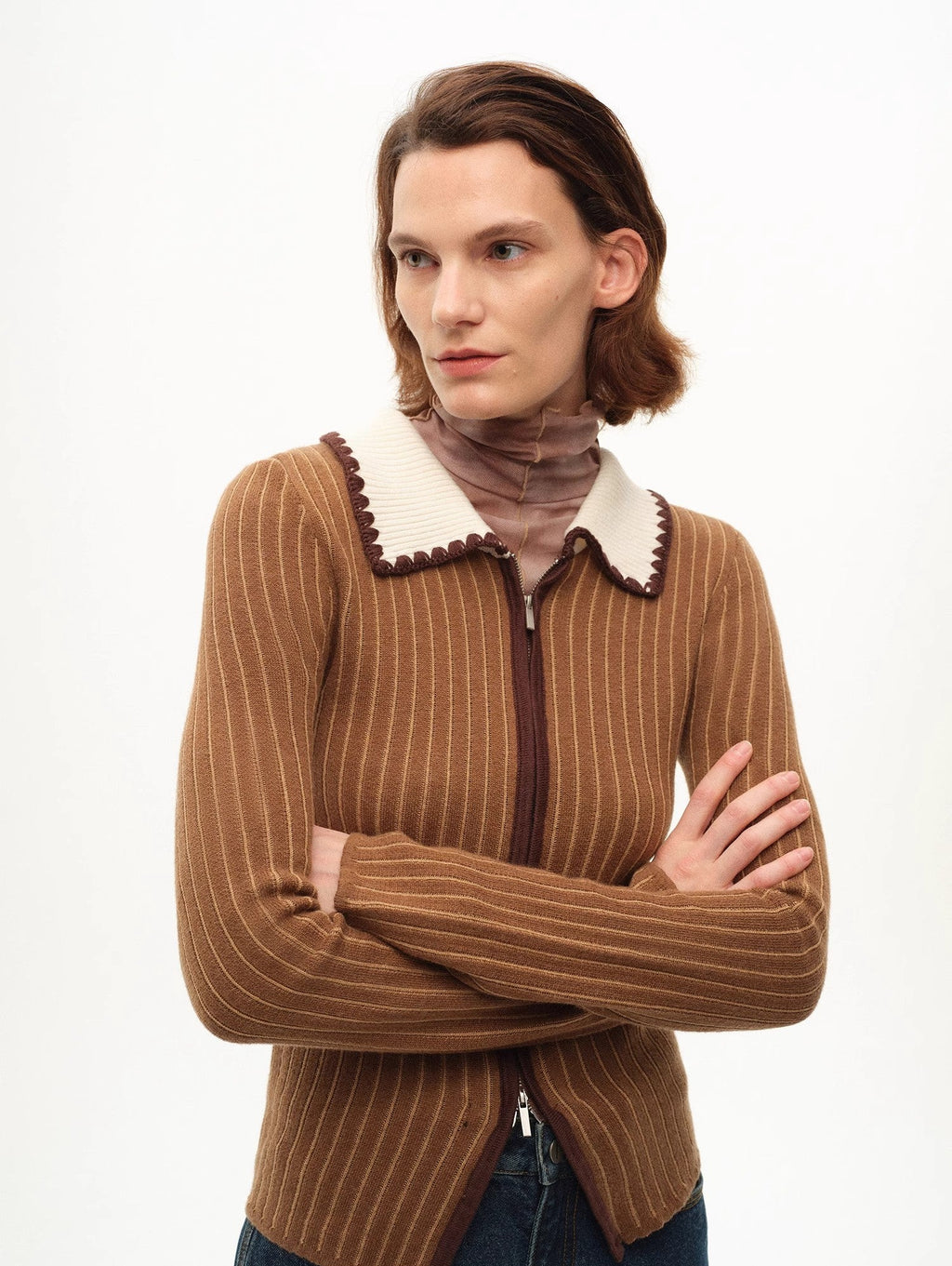 FIRELADY FUR x JACQUES WEI | Women's Crocheted Lapel Wool Knit Cardigan