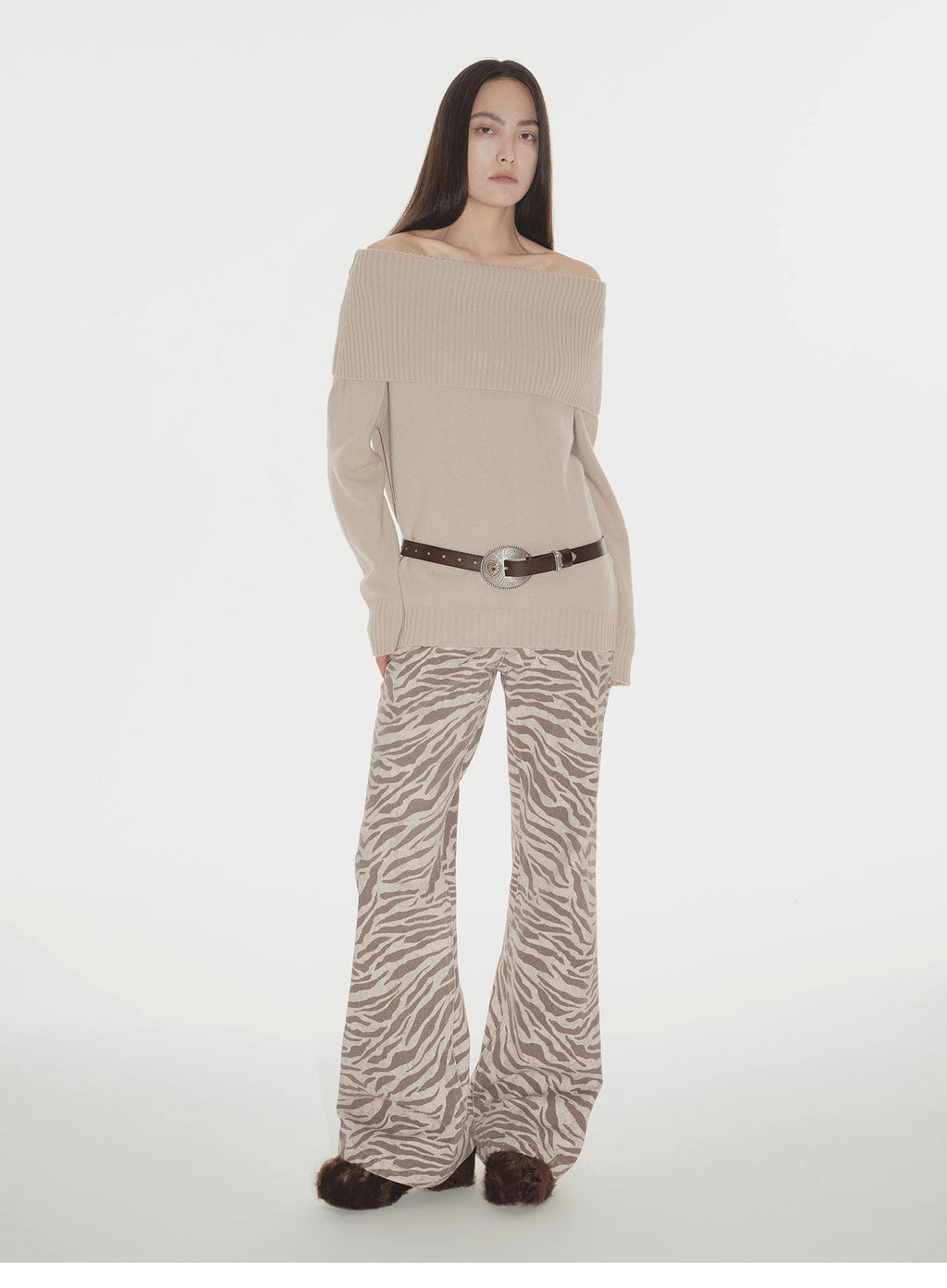 FIRELADY FUR | Women's Merino Wool Blend Off-The-Shoulder Sweater