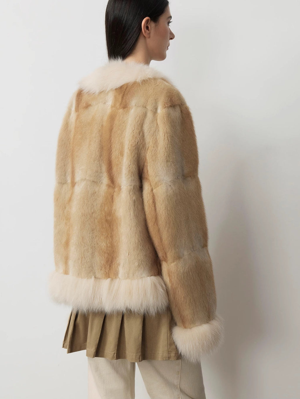 FIRELADY FUR | Women's Blue Muskrat & Fox Fur Patchwork Coat