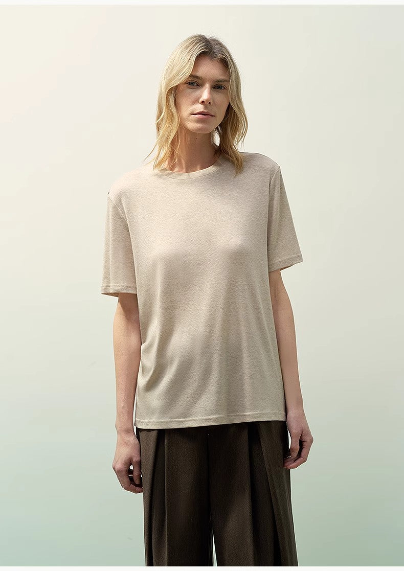 PREMIUM STYLE CO. LTD. | Women's 15.5mm Cashmere & Tencel Blend T-shirt