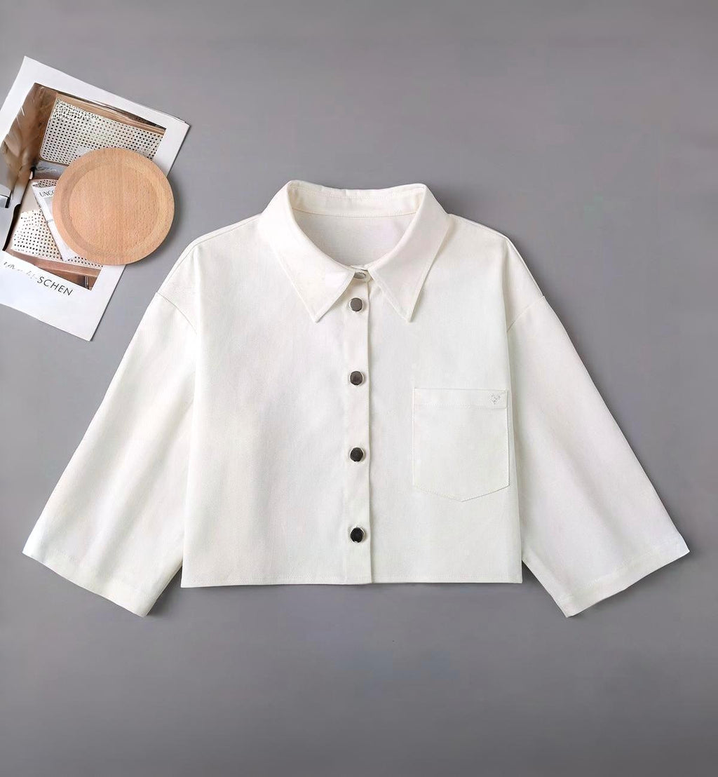 Women's Cropped Cotton Jacket | Preppy Collar