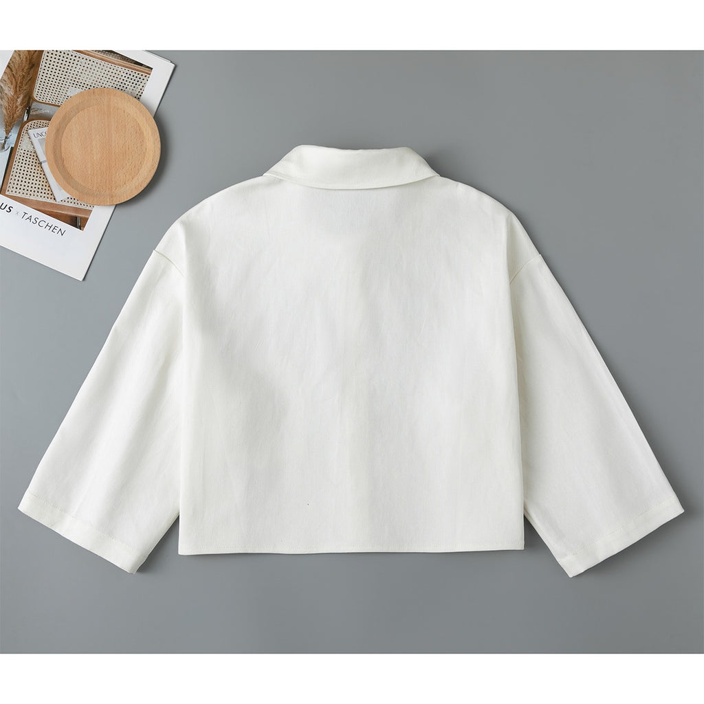 Women's Cropped Cotton Jacket | Preppy Collar