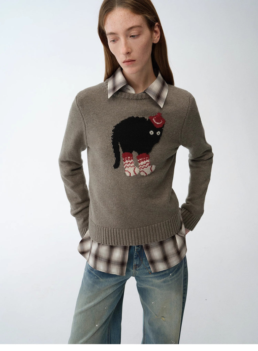 FIRELADY FUR | Women's Dog Motif Knit Wool Blend Sweater