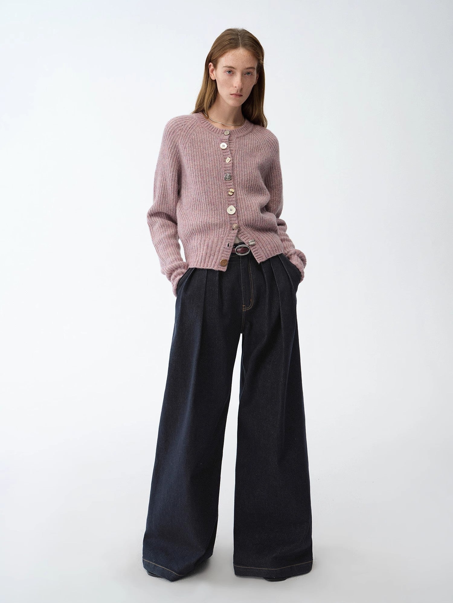 FIRELADY FUR | Women's Pleated Wide Leg Denim Pants