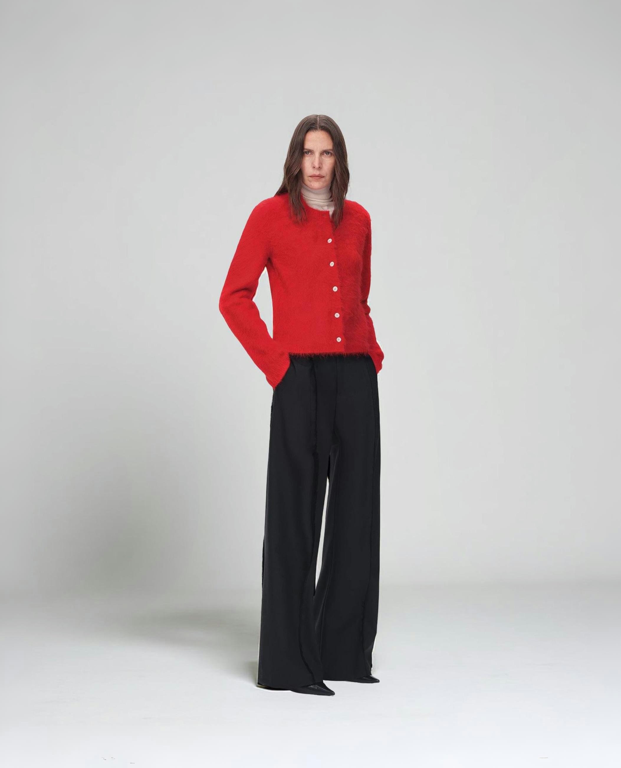 FIRELADY FUR | Women's Red Alpaca Wool Cardigan