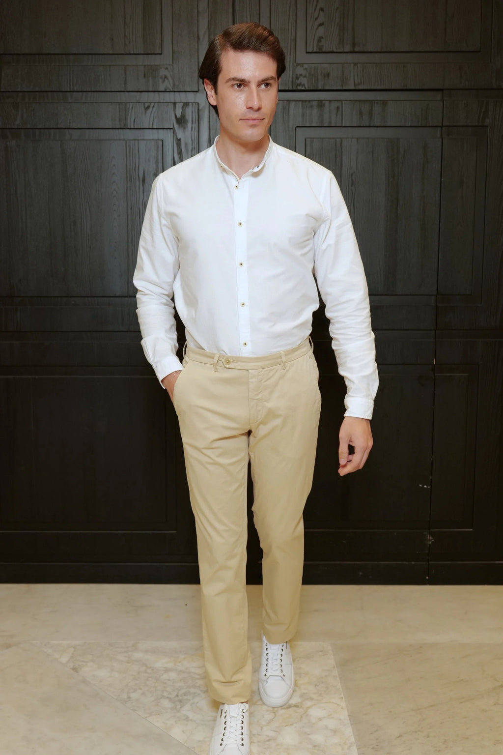 Claudio Mariani | Men's Beige Cotton Chino Trousers
