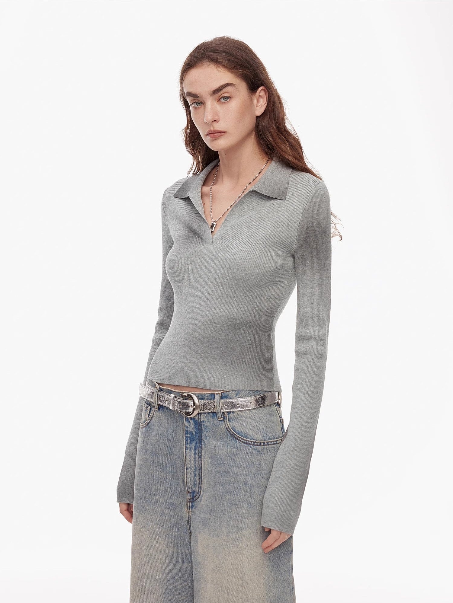 FIRELADY FUR | Women's Merino Cotton & Wool Blend Polo Sweater