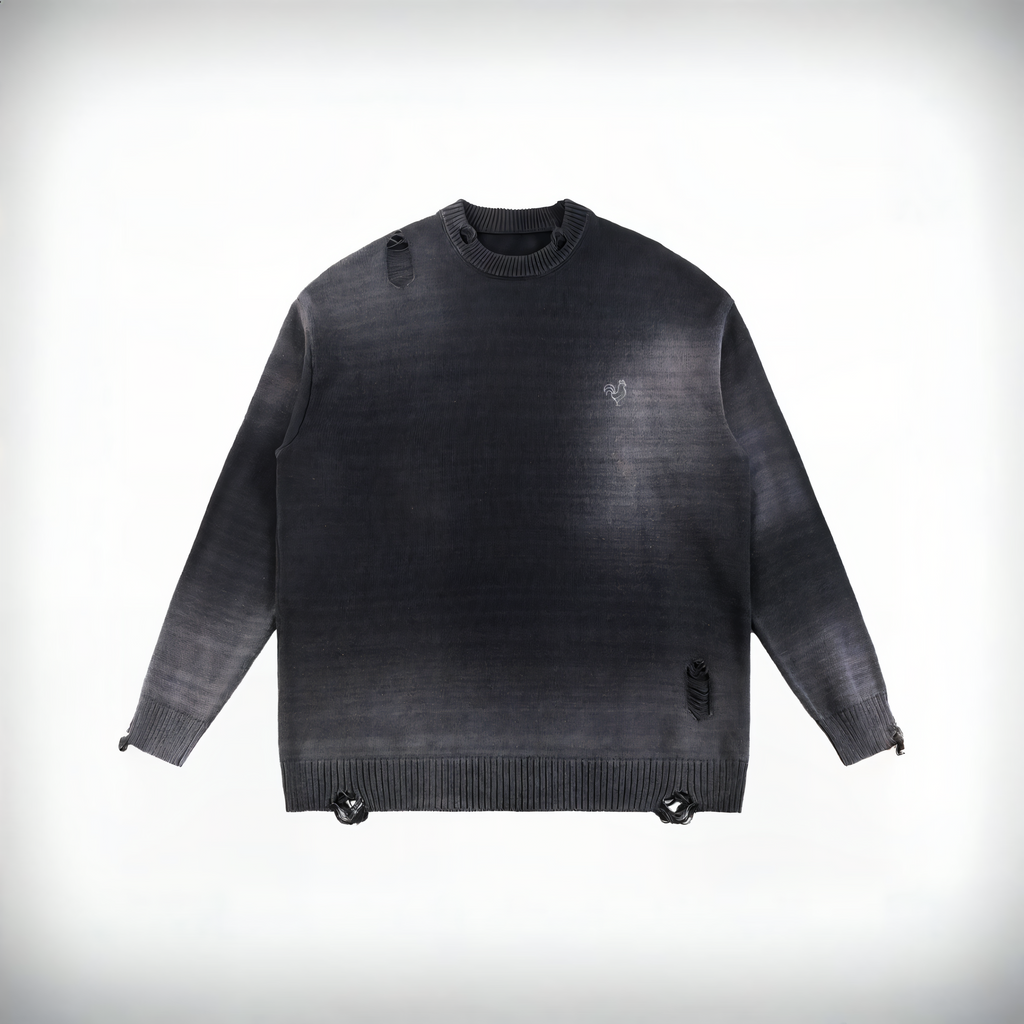 GALLO JEAN | Distressed Ripped & Faded Cotton Crewneck Sweater