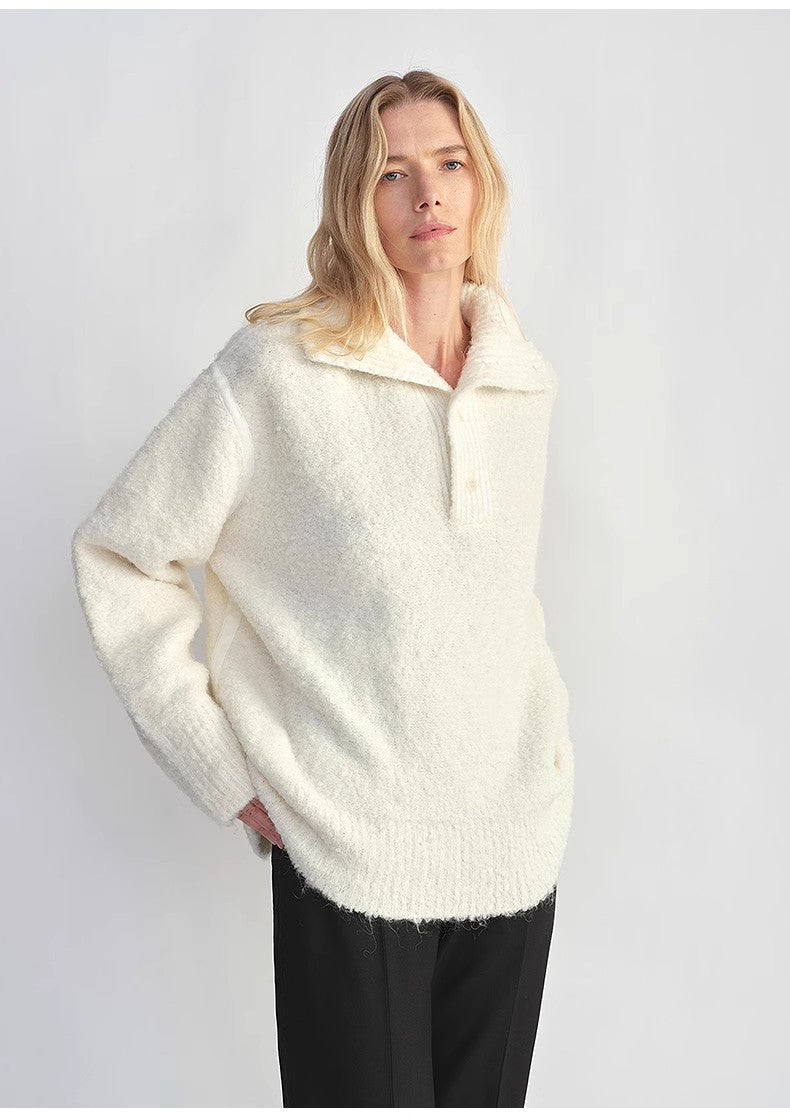 Women's Alpaca Wool Blend Sweater | Spliced Polo