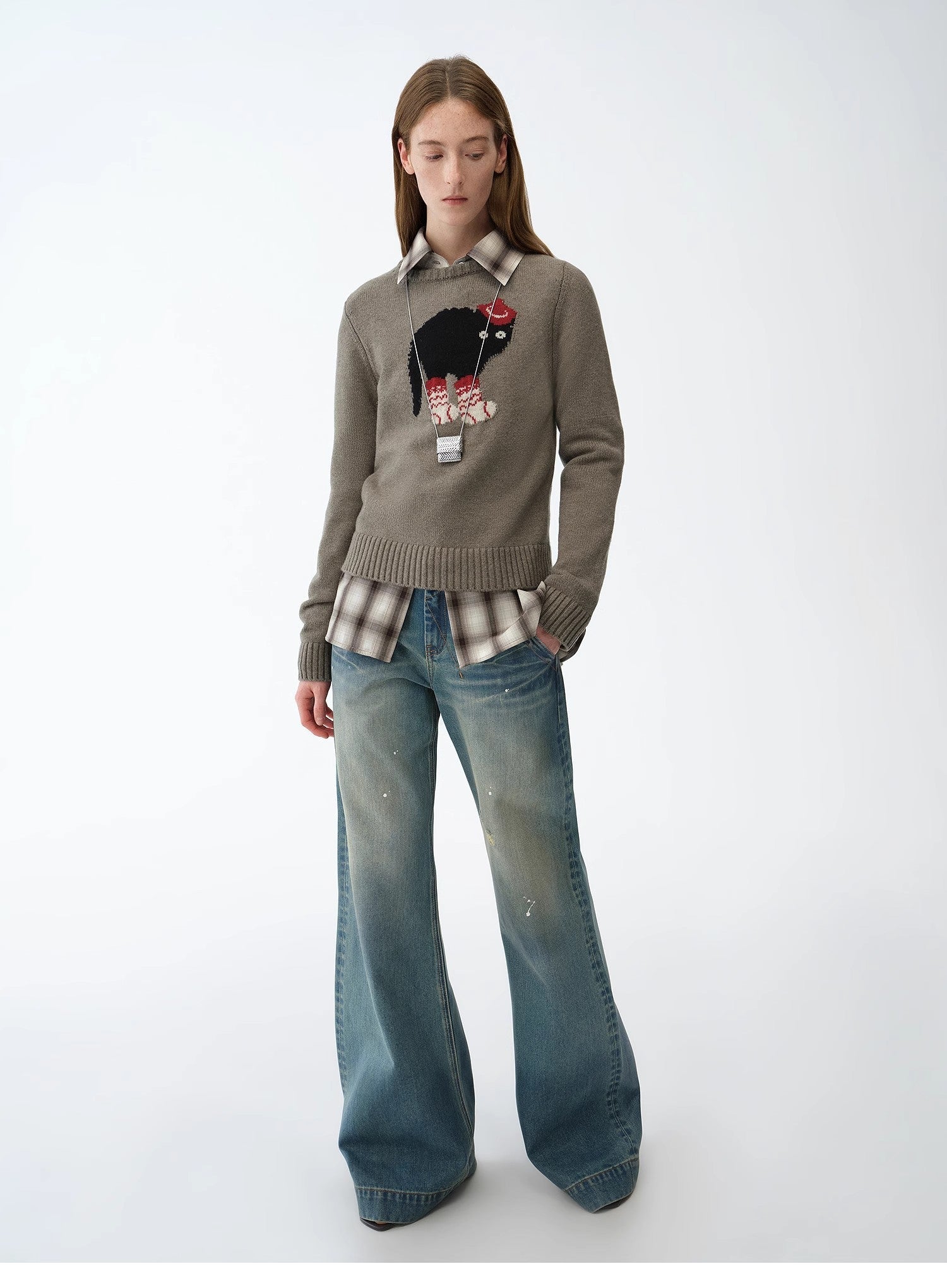 FIRELADY FUR | Women's Dog Motif Knit Wool Blend Sweater