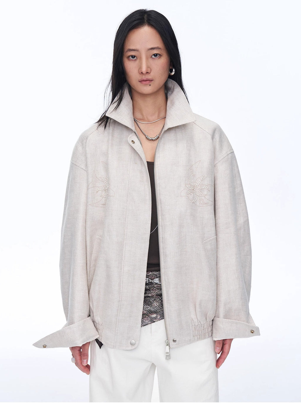 Women's Linen Jacket | Beaded Embroidery