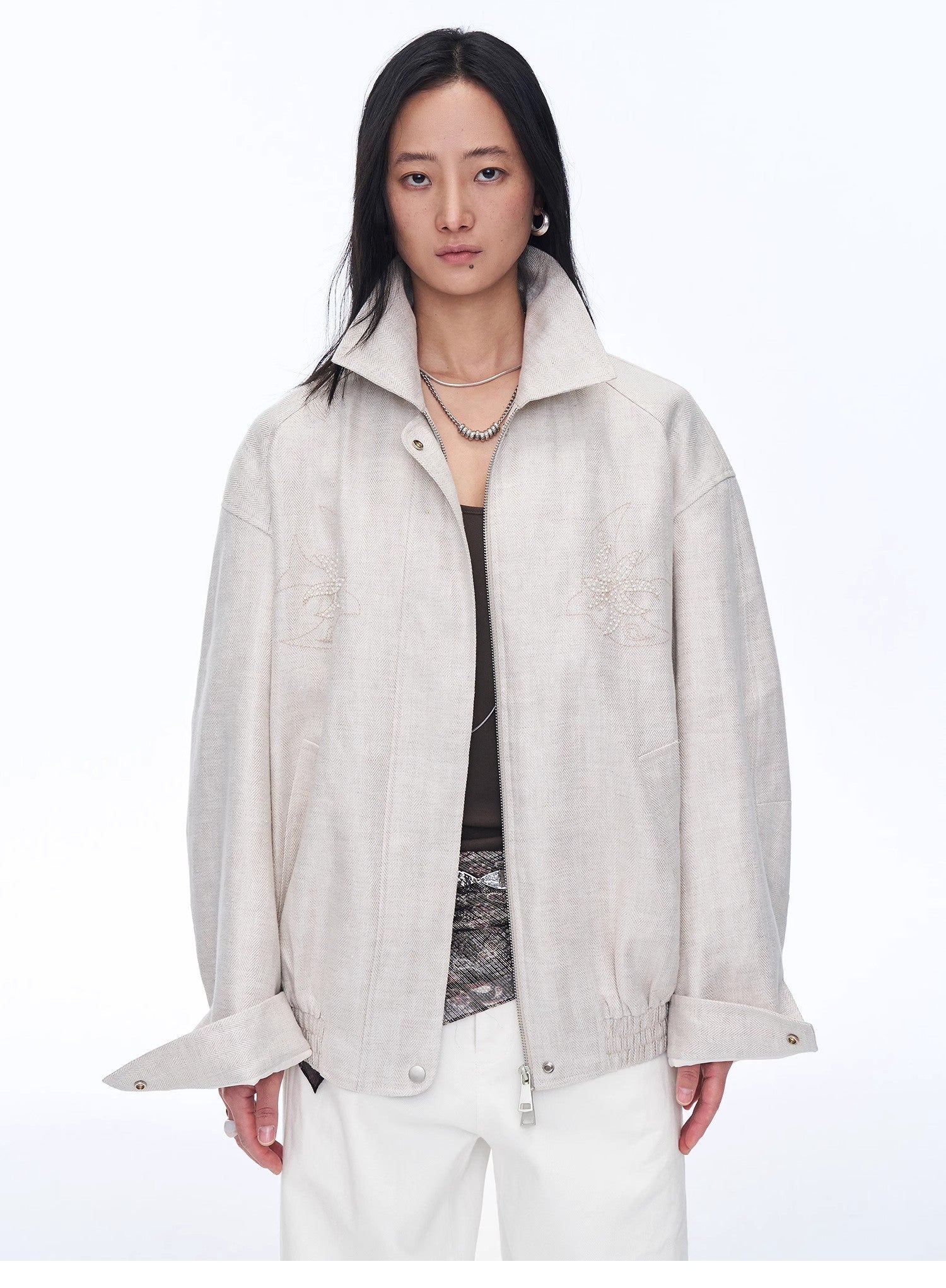 Women's Linen Jacket | Beaded Embroidery