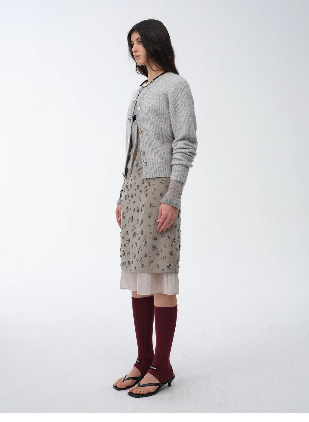 PREMIUM STYLE CO. LTD. | Women's Hand-Embroidered Floral Sequin Skirt