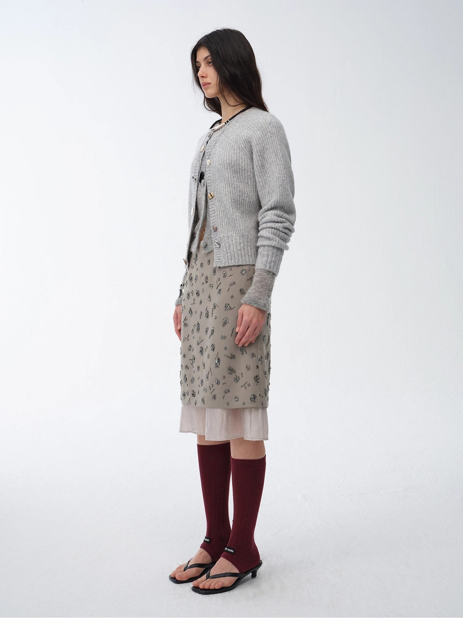 PREMIUM STYLE CO. LTD. | Women's Hand-Embroidered Floral Sequin Skirt