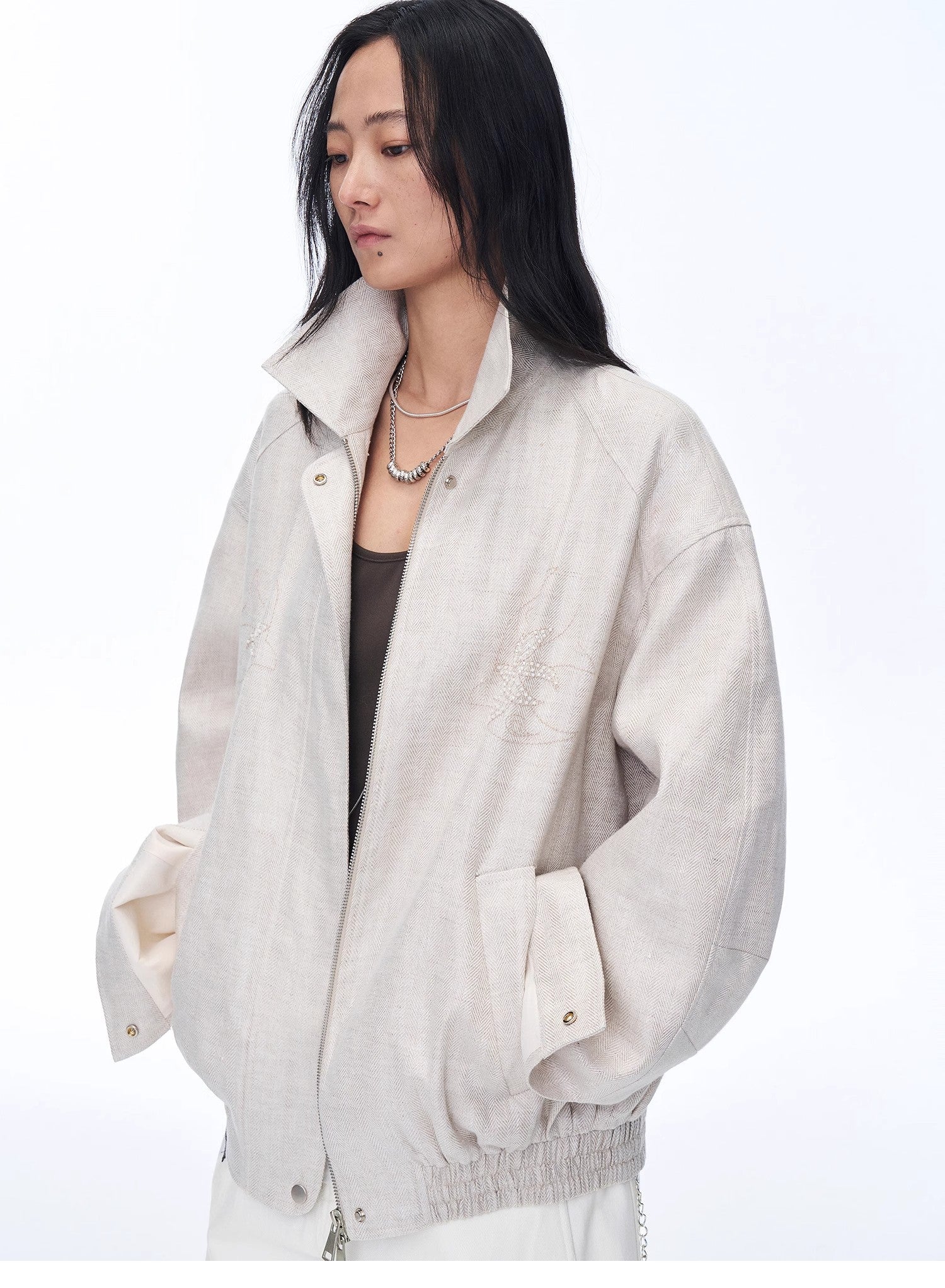 Women's Linen Jacket | Beaded Embroidery