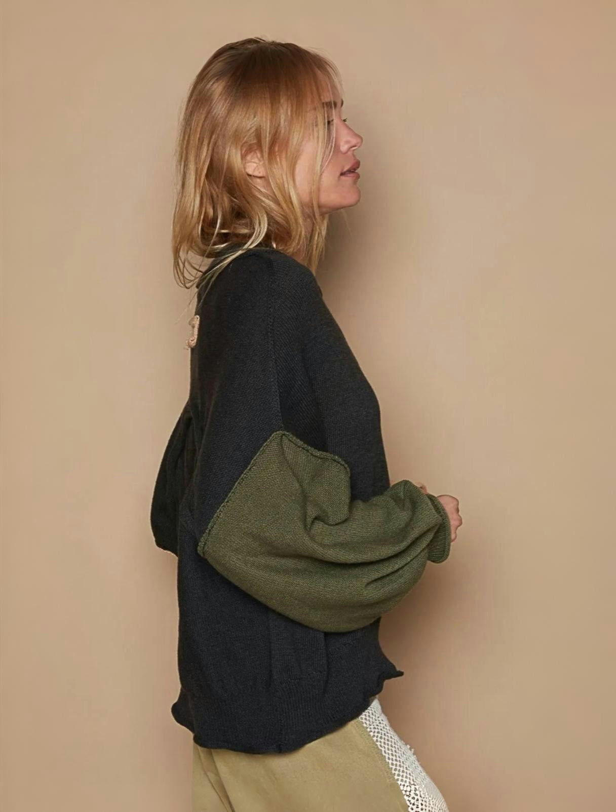 POL | Women's Color Block Roll Hem Cotton Hacci Sweater