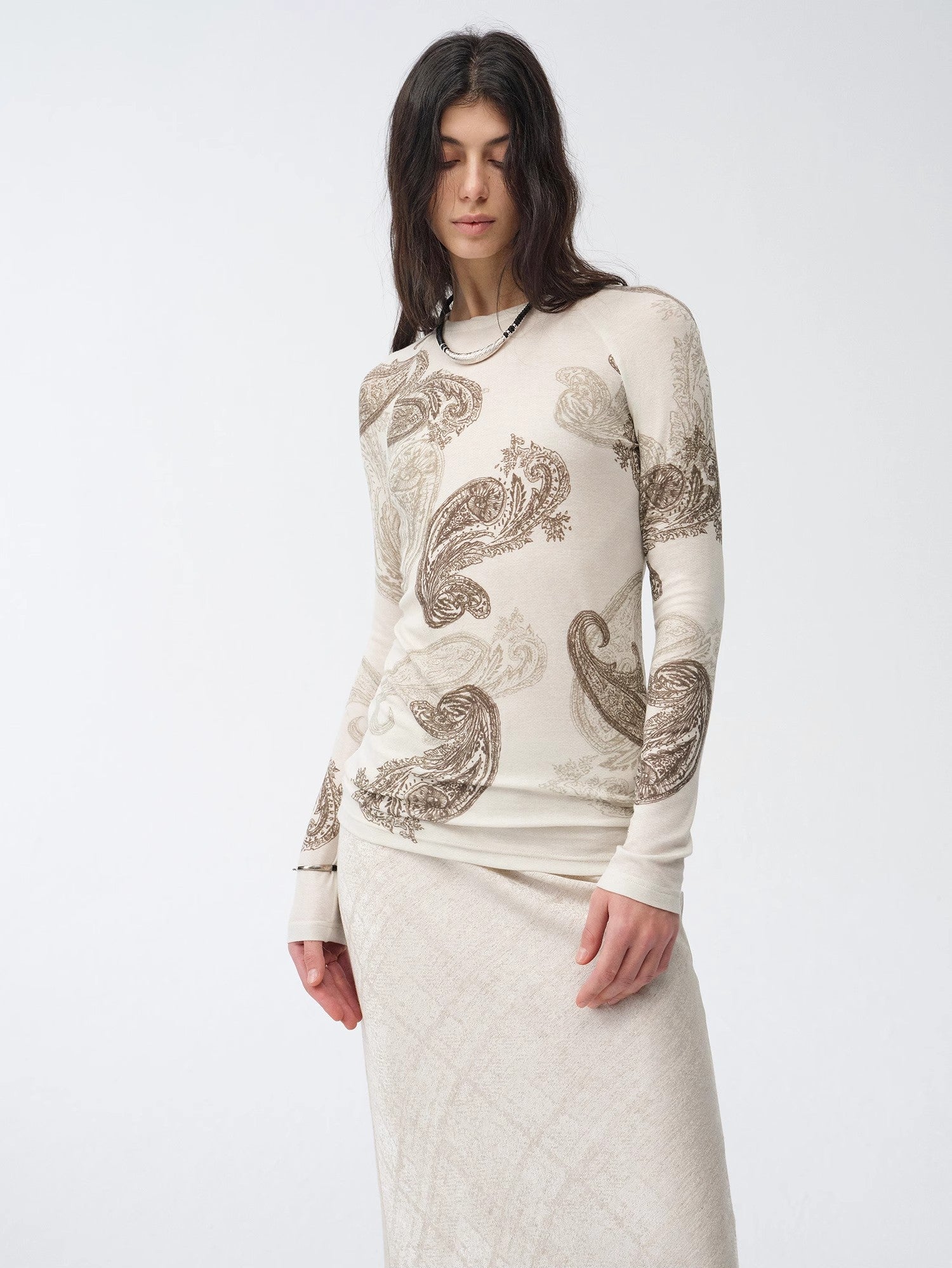 FIRELADY FUR | Women's Tencel & Wool Blend Original Cashew Print Top & Skirt Set