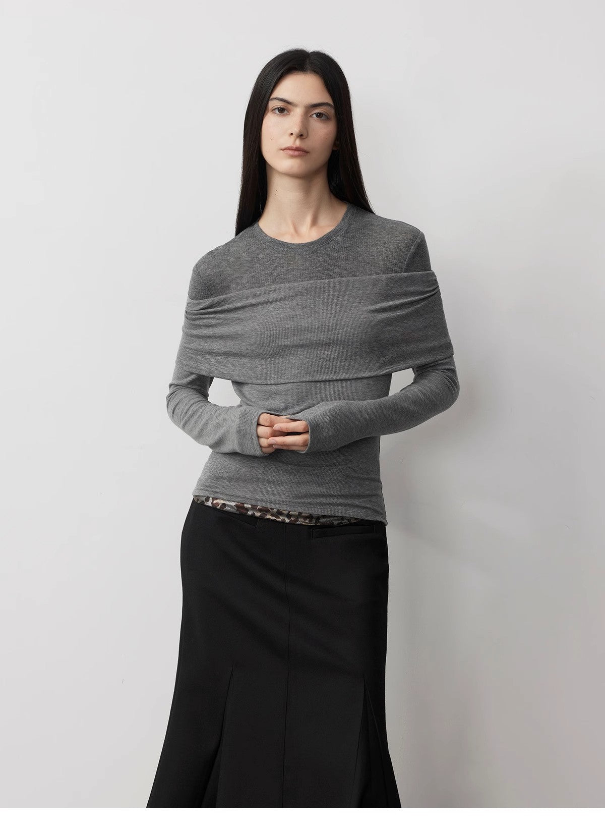 FIRELADY FUR | Women's Tencel & Wool Blend Faux Two-Piece Top