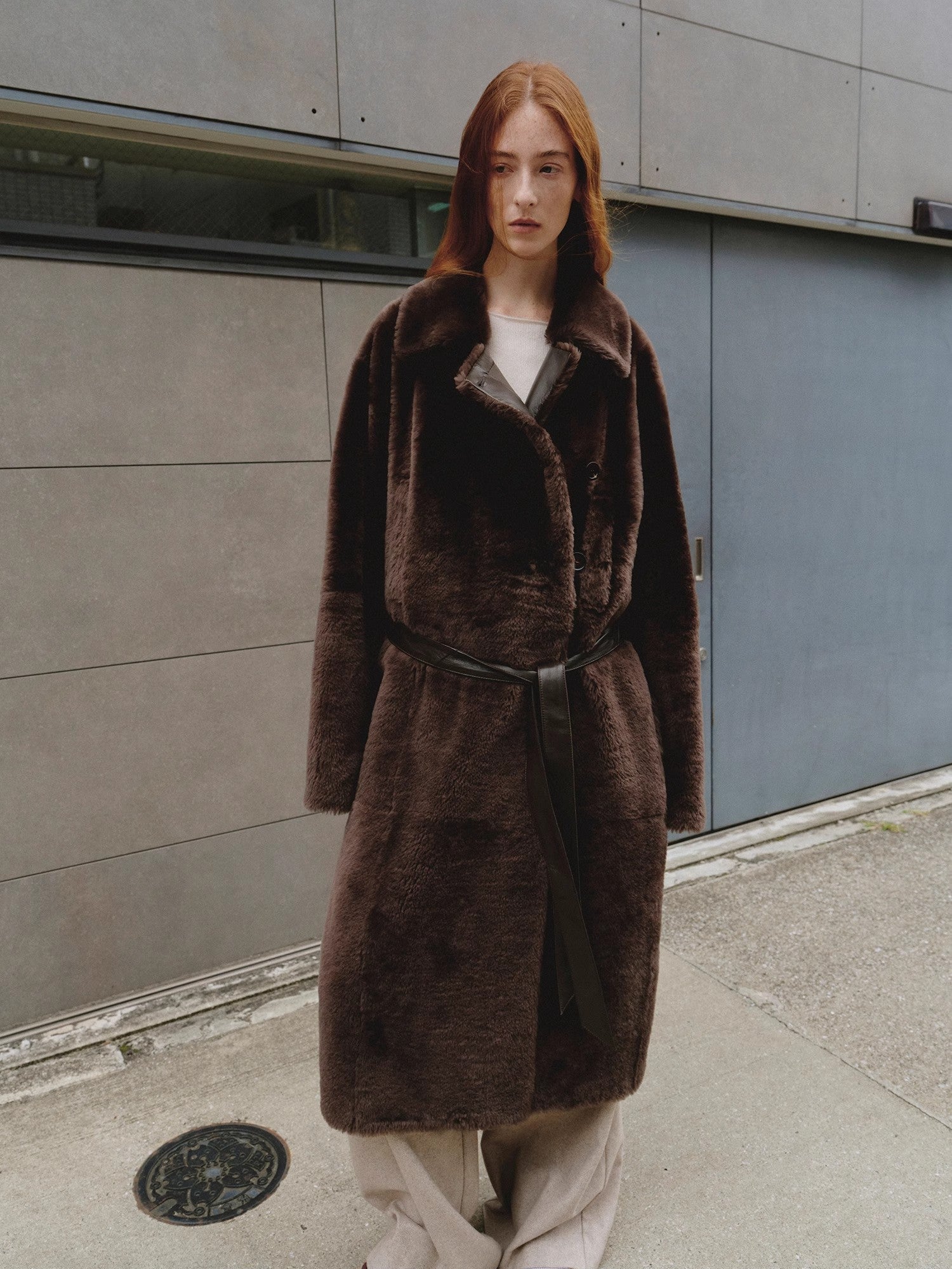 FIRELADY FUR | Women's Merino Wool Asymmetric Placket Sheepskin Coat