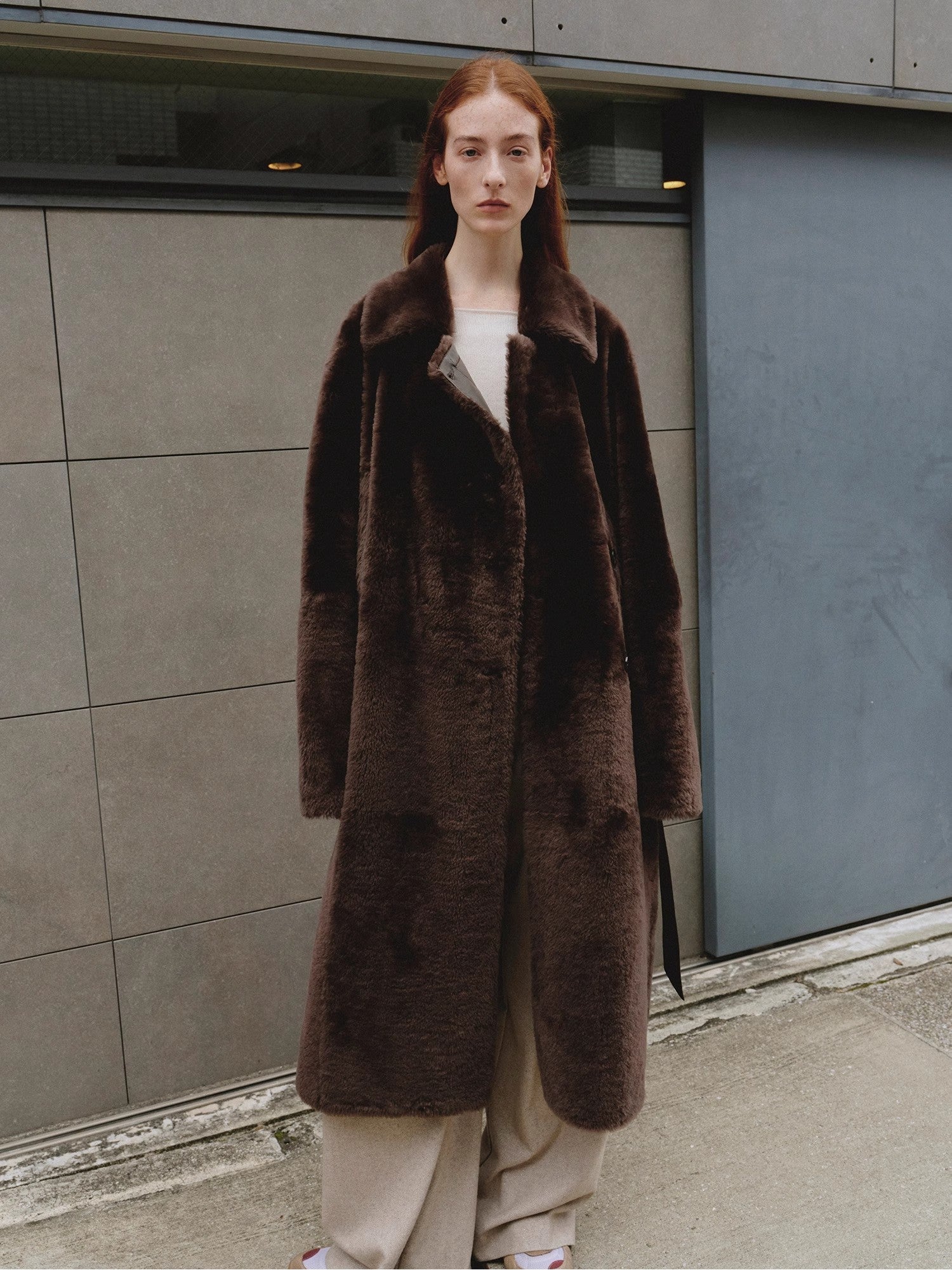 FIRELADY FUR | Women's Merino Wool Asymmetric Placket Sheepskin Coat