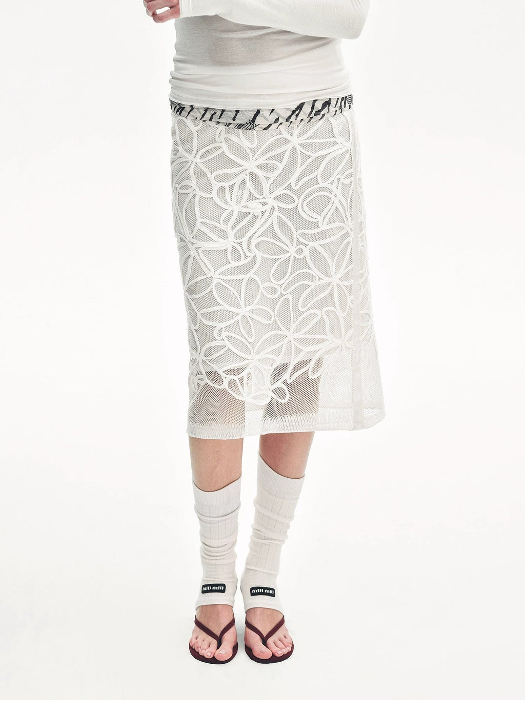 PREMIUM STYLE CO. LTD. | "Summer Dream" Viscose Embroidered Straight Skirt