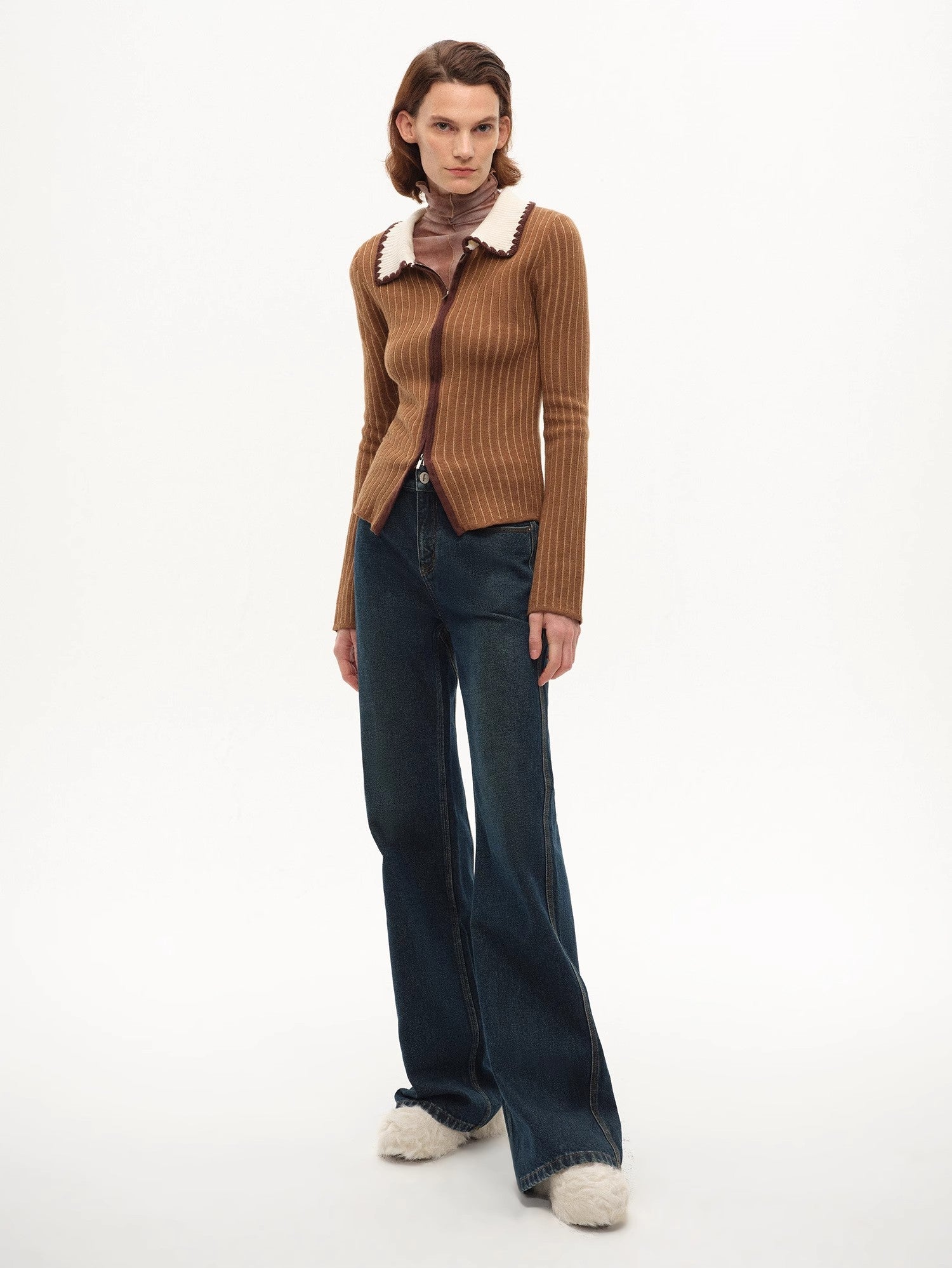 FIRELADY FUR x JACQUES WEI | Women's Crocheted Lapel Wool Knit Cardigan