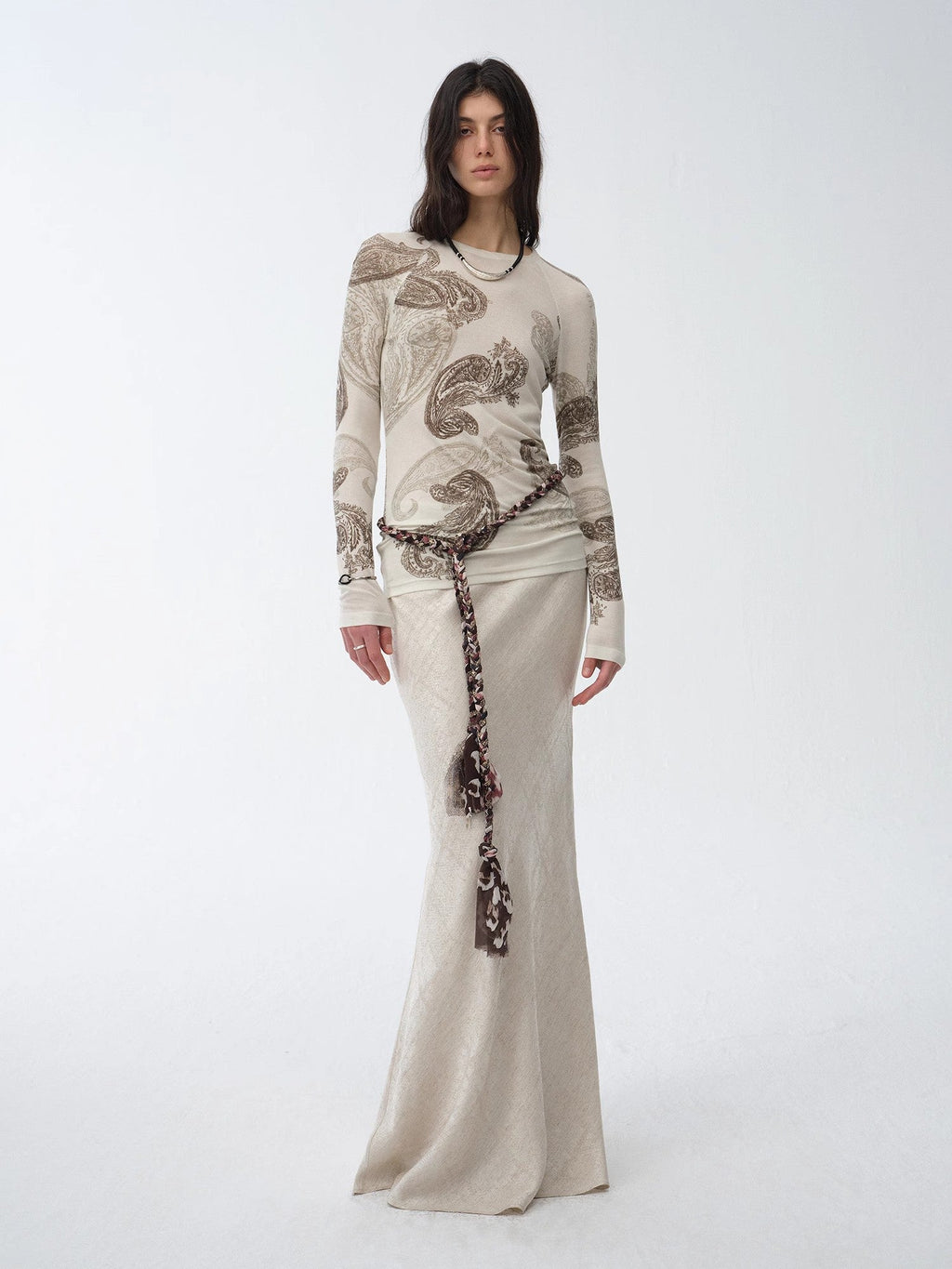 FIRELADY FUR | Women's Tencel & Wool Blend Original Cashew Print Top & Skirt Set
