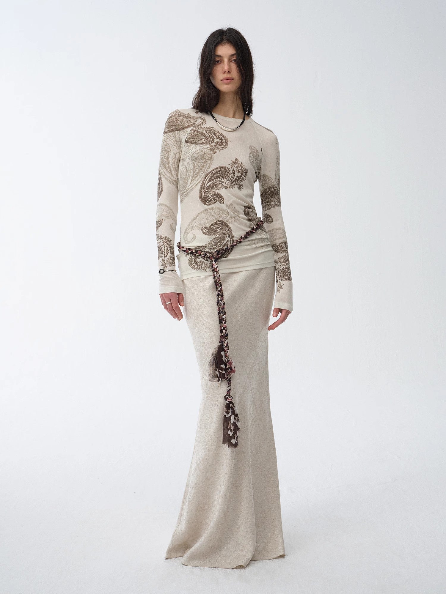 FIRELADY FUR | Women's Tencel & Wool Blend Original Cashew Print Top & Skirt Set