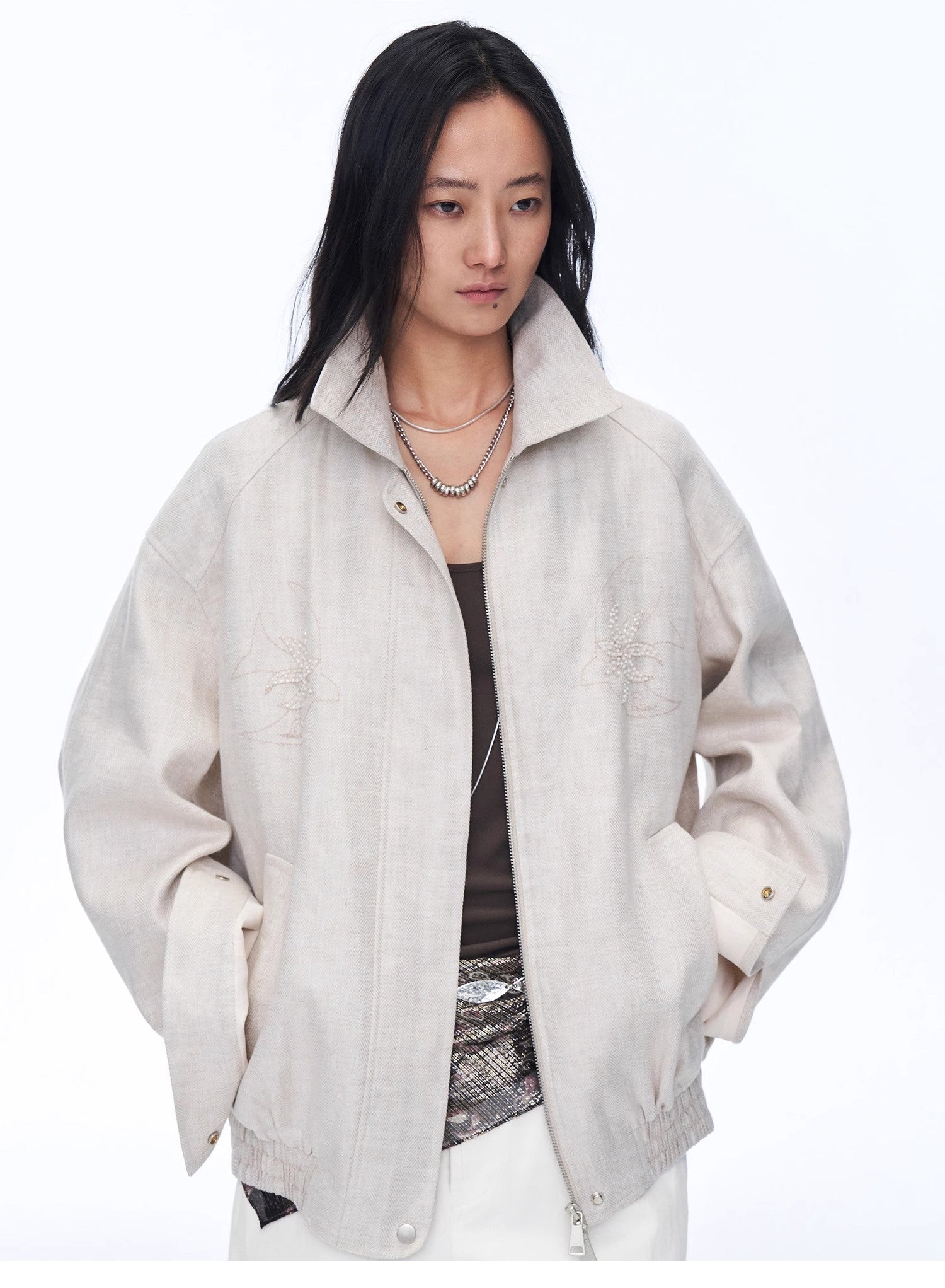 Women's Linen Jacket | Beaded Embroidery