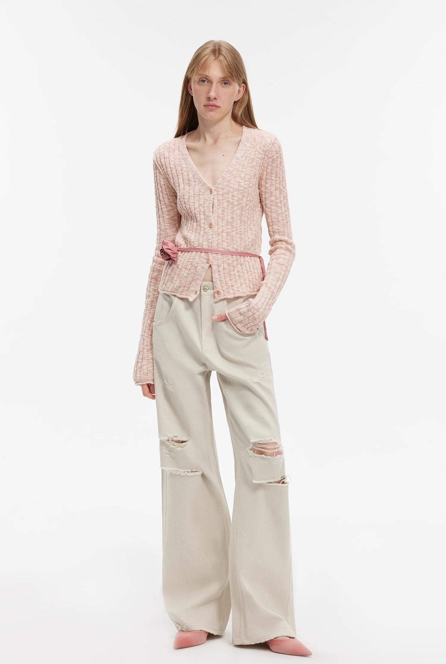 PREMIUM STYLE CO. LTD. | Women's Cotton Blend V-Neck Cardigan