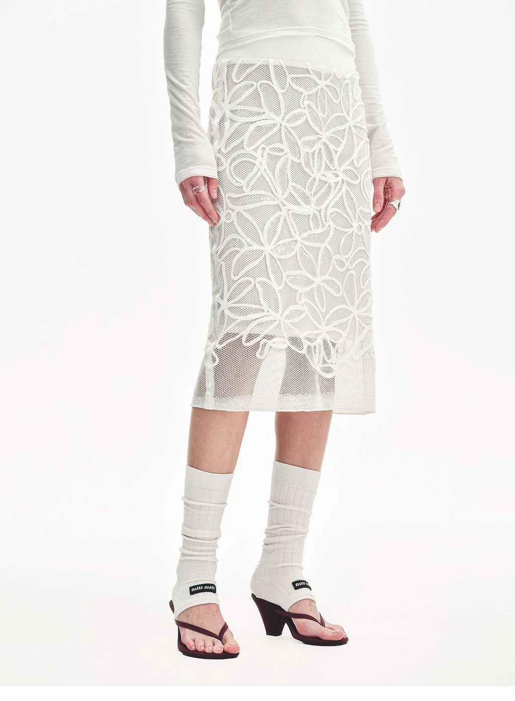 PREMIUM STYLE CO. LTD. | "Summer Dream" Viscose Embroidered Straight Skirt