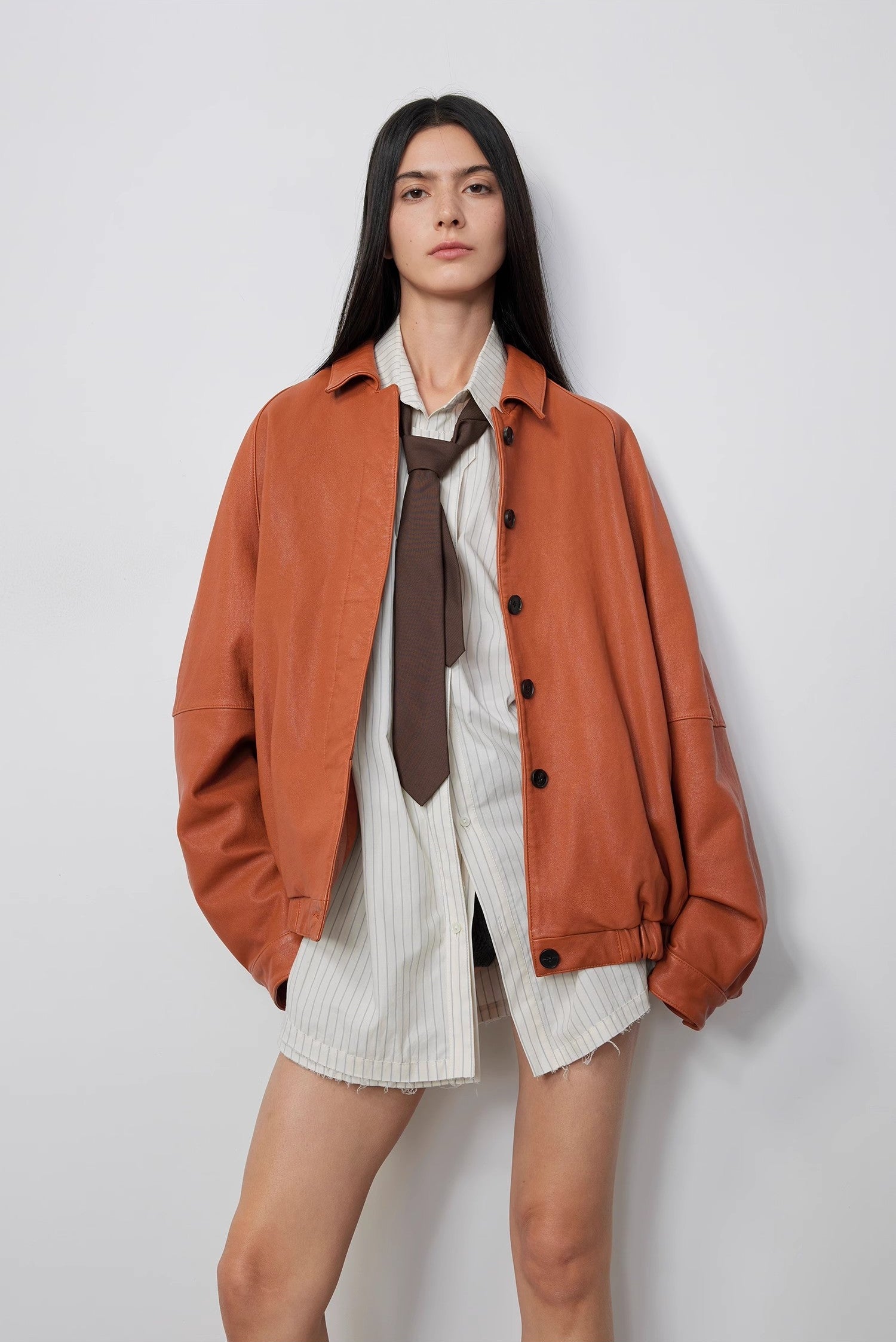 FIRELADY FUR | Women's Waxed Orange Sheep Leather Jacket