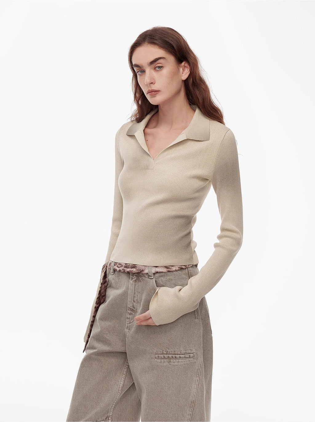 FIRELADY FUR | Women's Merino Cotton & Wool Blend Polo Sweater