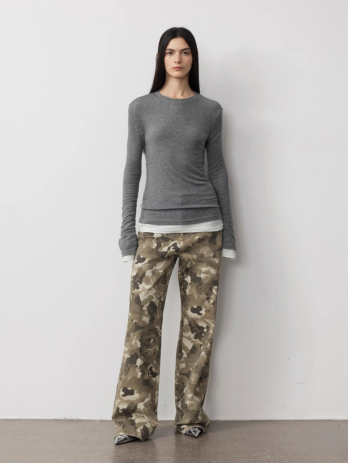 FIRELADY FUR | Women's Camouflage Print Washed Wide Leg Jeans