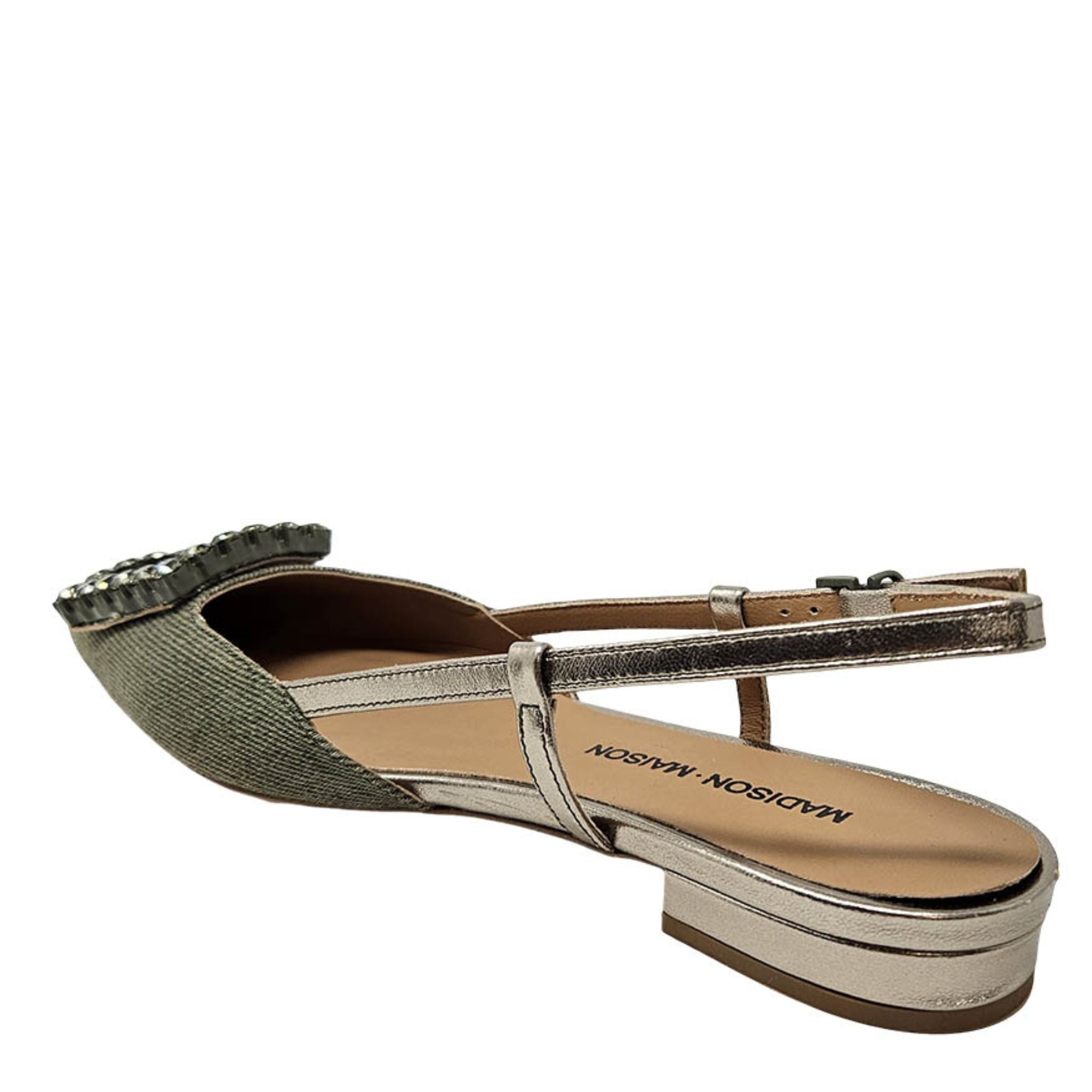 Madison Maison | Khaki and Gold Slingback Flats