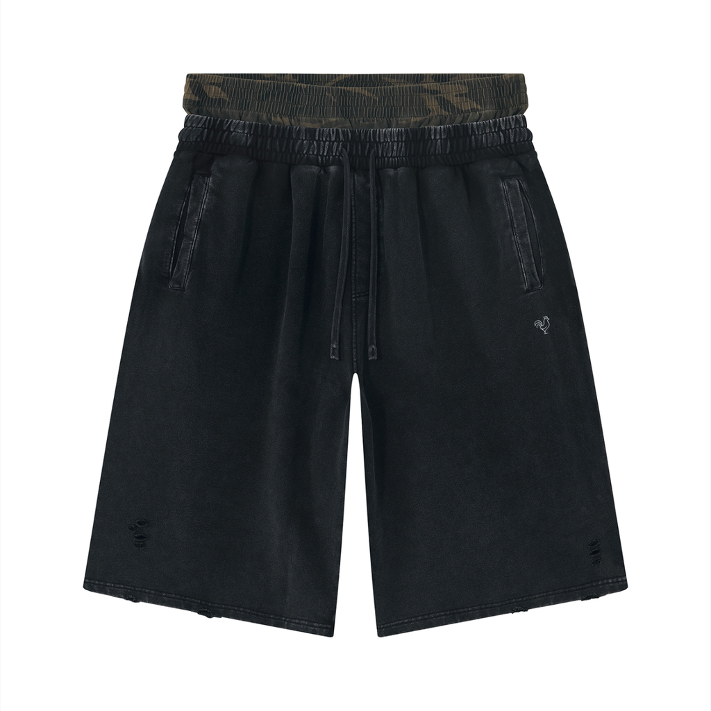 Gallo Jean | Vintage Wash Distressed Wide Leg Shorts