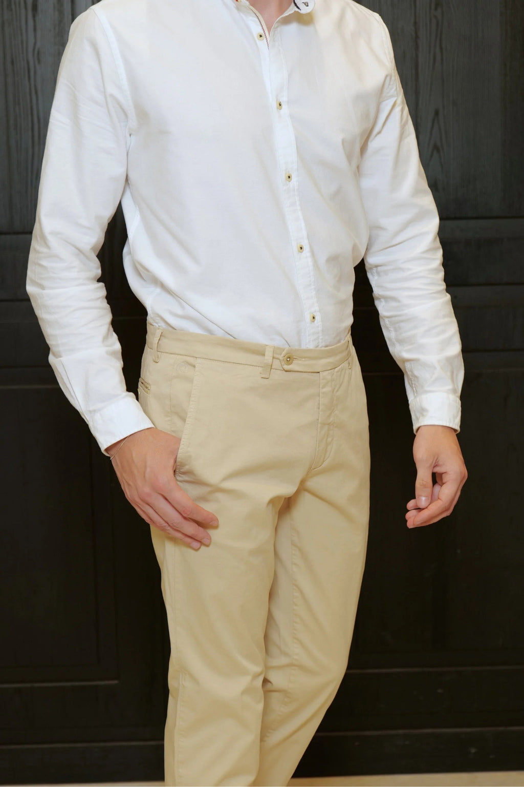 Claudio Mariani | Men's Beige Cotton Chino Trousers