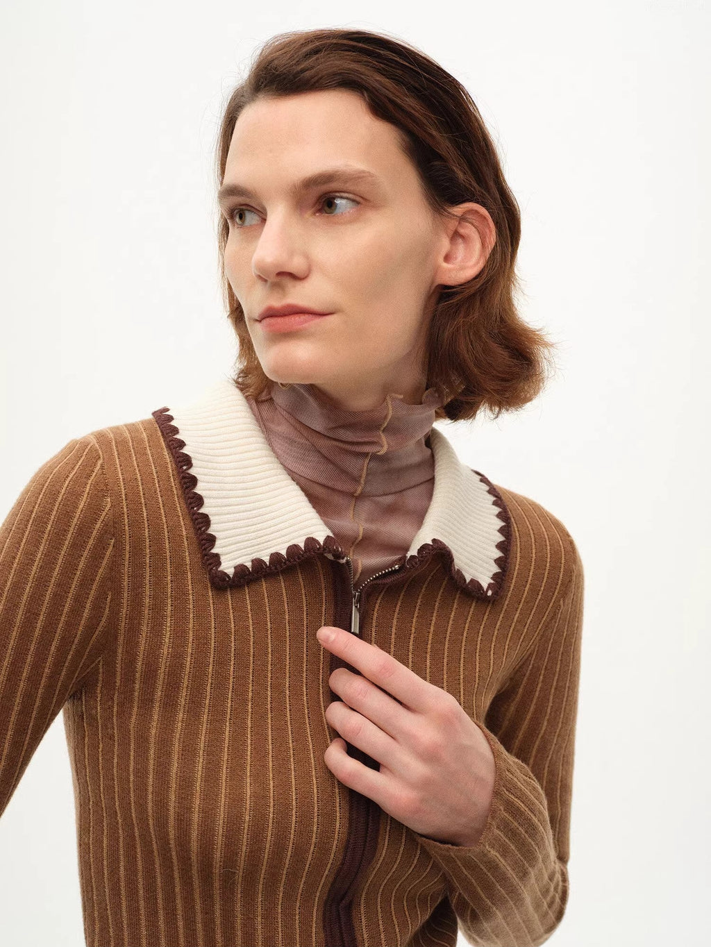 FIRELADY FUR x JACQUES WEI | Women's Crocheted Lapel Wool Knit Cardigan