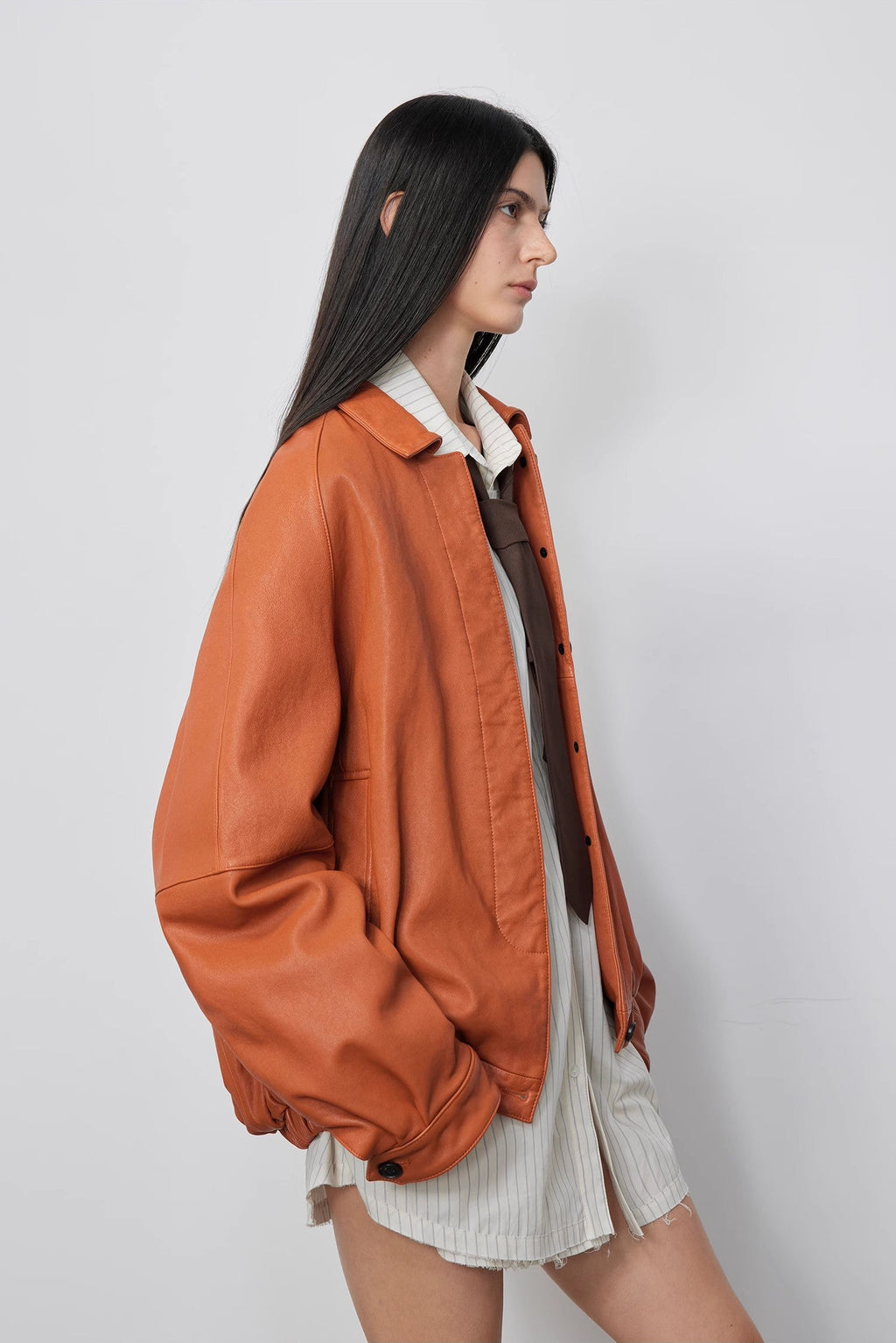FIRELADY FUR | Women's Waxed Orange Sheep Leather Jacket