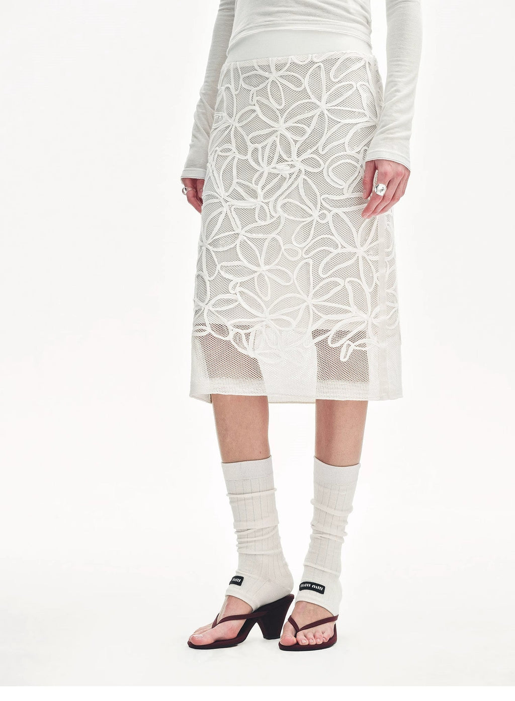 PREMIUM STYLE CO. LTD. | "Summer Dream" Viscose Embroidered Straight Skirt